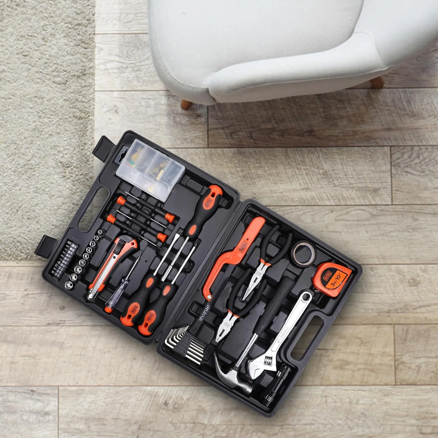 Black & Decker 126 Pieces Hand Tool Kit In Kitbox For Home Diy & Professional USe, Orange/Black - Bmt126C, 2 Years Warranty