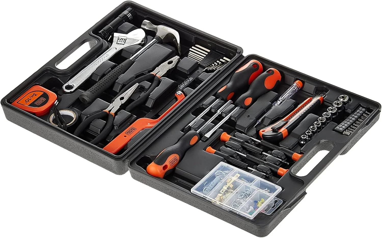 Black & Decker 126 Pieces Hand Tool Kit In Kitbox For Home Diy & Professional USe, Orange/Black - Bmt126C, 2 Years Warranty
