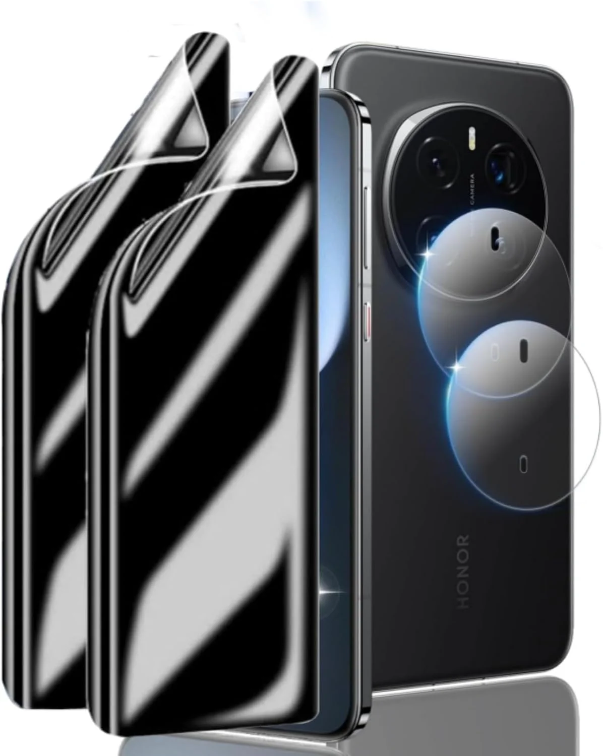 محافظ صفحه نمایش حریم خصوصی شیشه ای حرارتی QIXUZENI [بسته 2+2] سازگار با Honor Magic7 Pro + محافظ لنز دوربین [سختی 9H] [پوشش کامل] [ضد اثر انگشت]