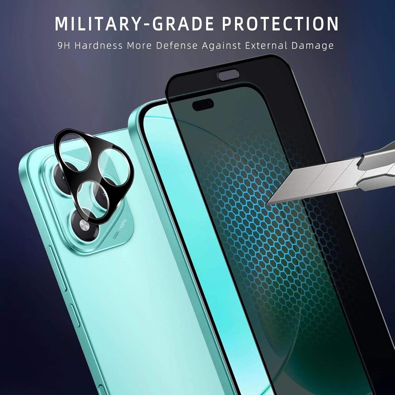 محافظ صفحه نمایش حریم خصوصی نیک مول [بسته 2+2] سازگار با گوشی Honor 400 Lite 5G + محافظ لنز دوربین، فیلم شیشه ای حرارت دیده ضد خش، پوشش کامل بدون حباب برای Honor 400 Lite 5G