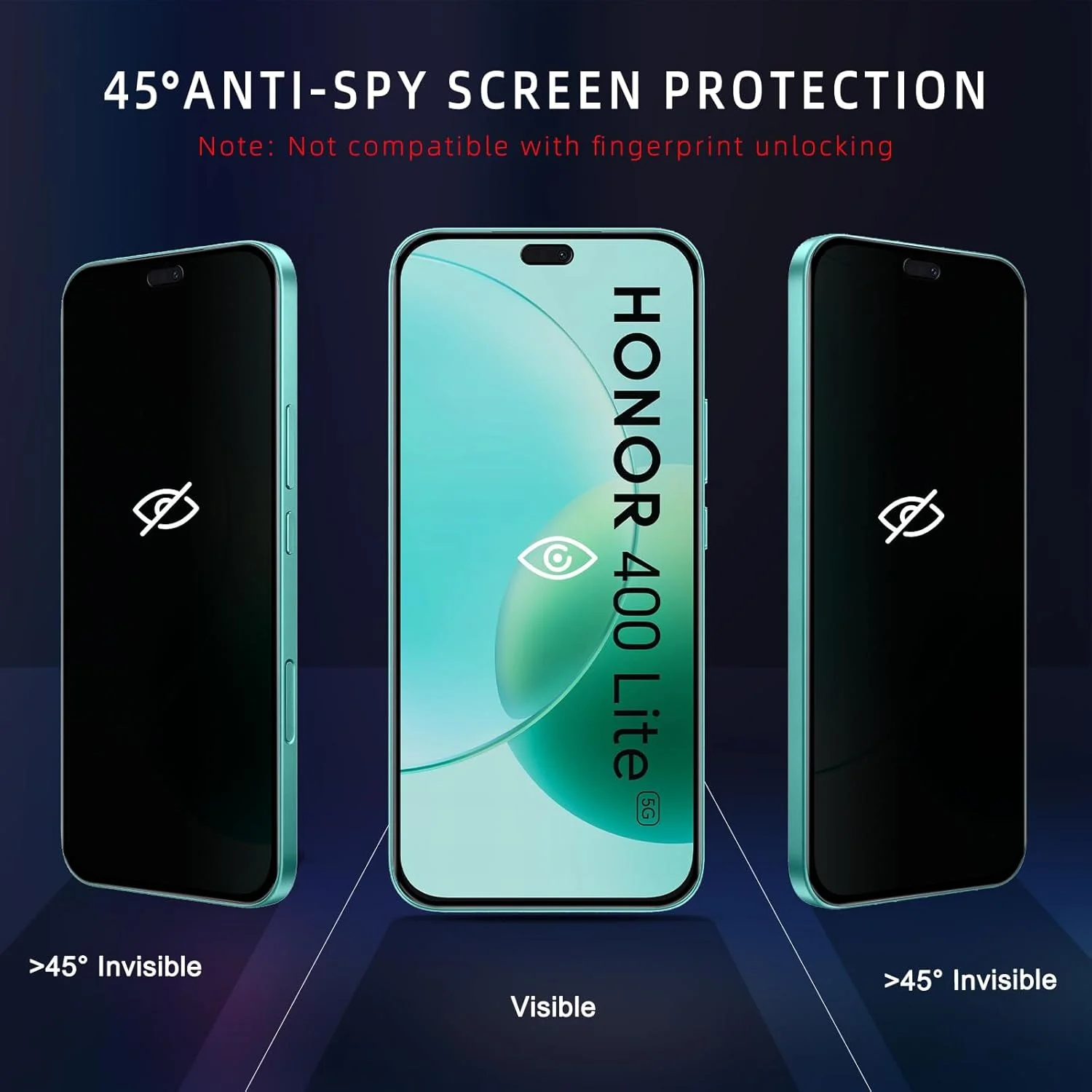 محافظ صفحه نمایش حریم خصوصی نیک مول [بسته 2+2] سازگار با گوشی Honor 400 Lite 5G + محافظ لنز دوربین، فیلم شیشه ای حرارت دیده ضد خش، پوشش کامل بدون حباب برای Honor 400 Lite 5G
