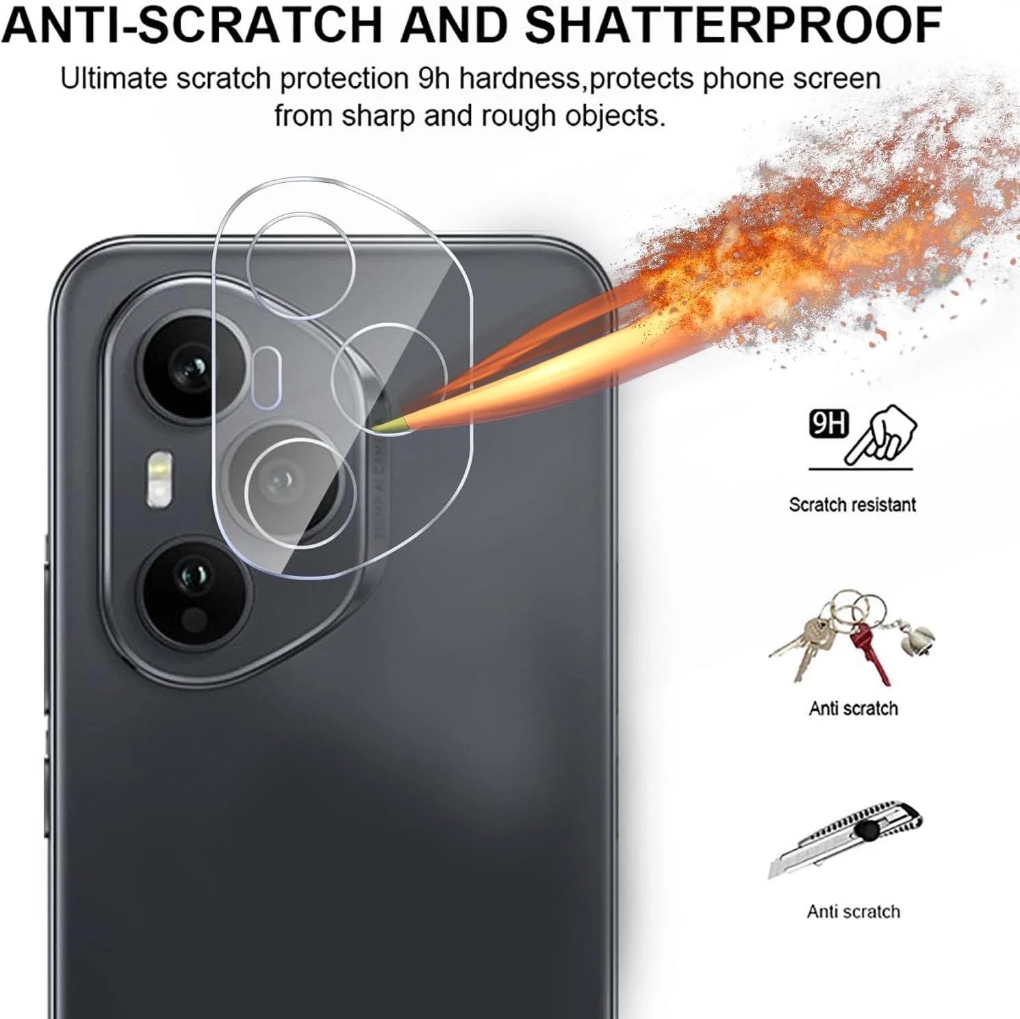 محافظ صفحه نمایش و لنز دوربین شیشه ای حرارت دیده Gruattreay سازگار با Honor 400 Pro 5G بسته 2+2 عددی، وضوح HD، ضد خش، سختی 9H، بدون حباب، [پشتیبانی از باز کردن قفل با اثر انگشت]