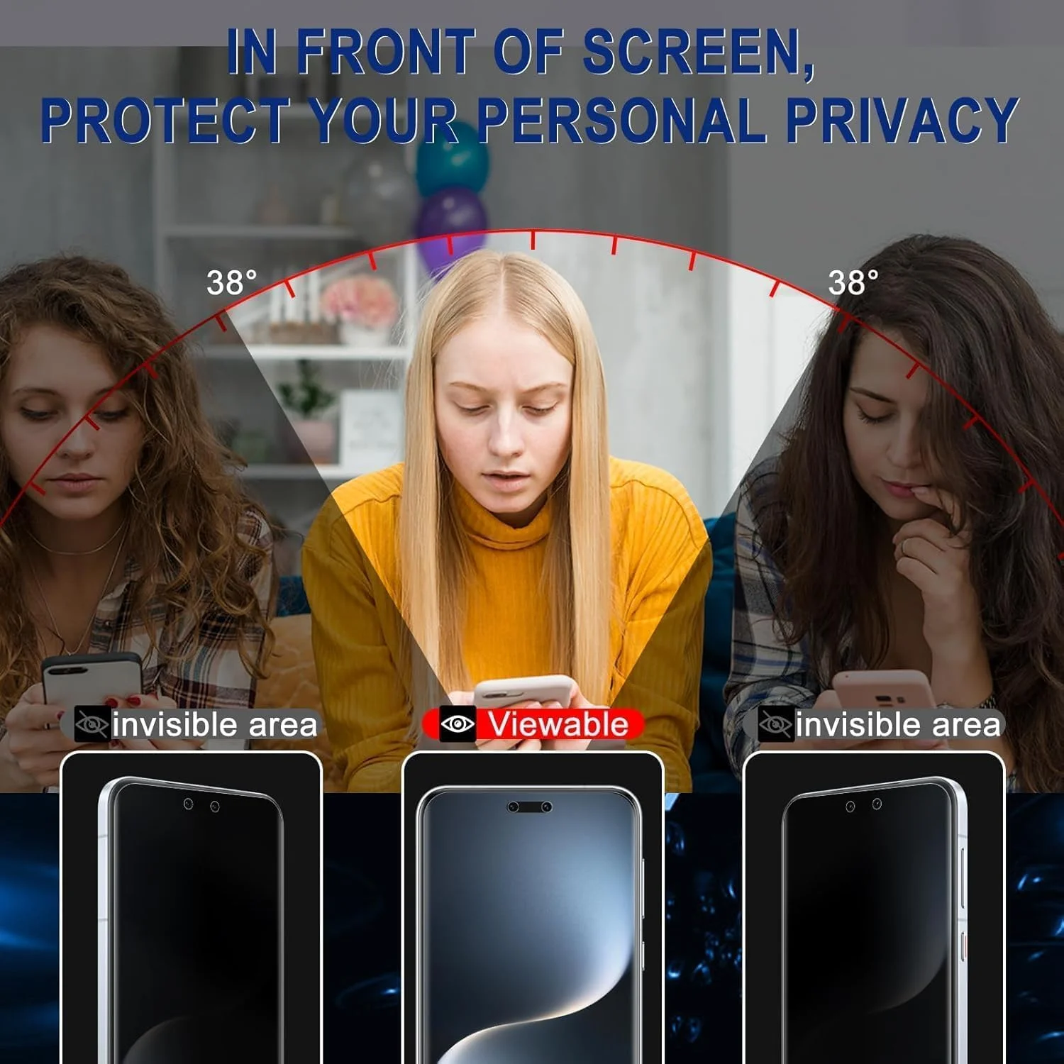 محافظ صفحه نمایش حریم خصوصی شیشه ای حرارتی QIXUZENI [بسته 2+2] سازگار با Honor Magic7 Pro + محافظ لنز دوربین [سختی 9H] [پوشش کامل] [ضد اثر انگشت]