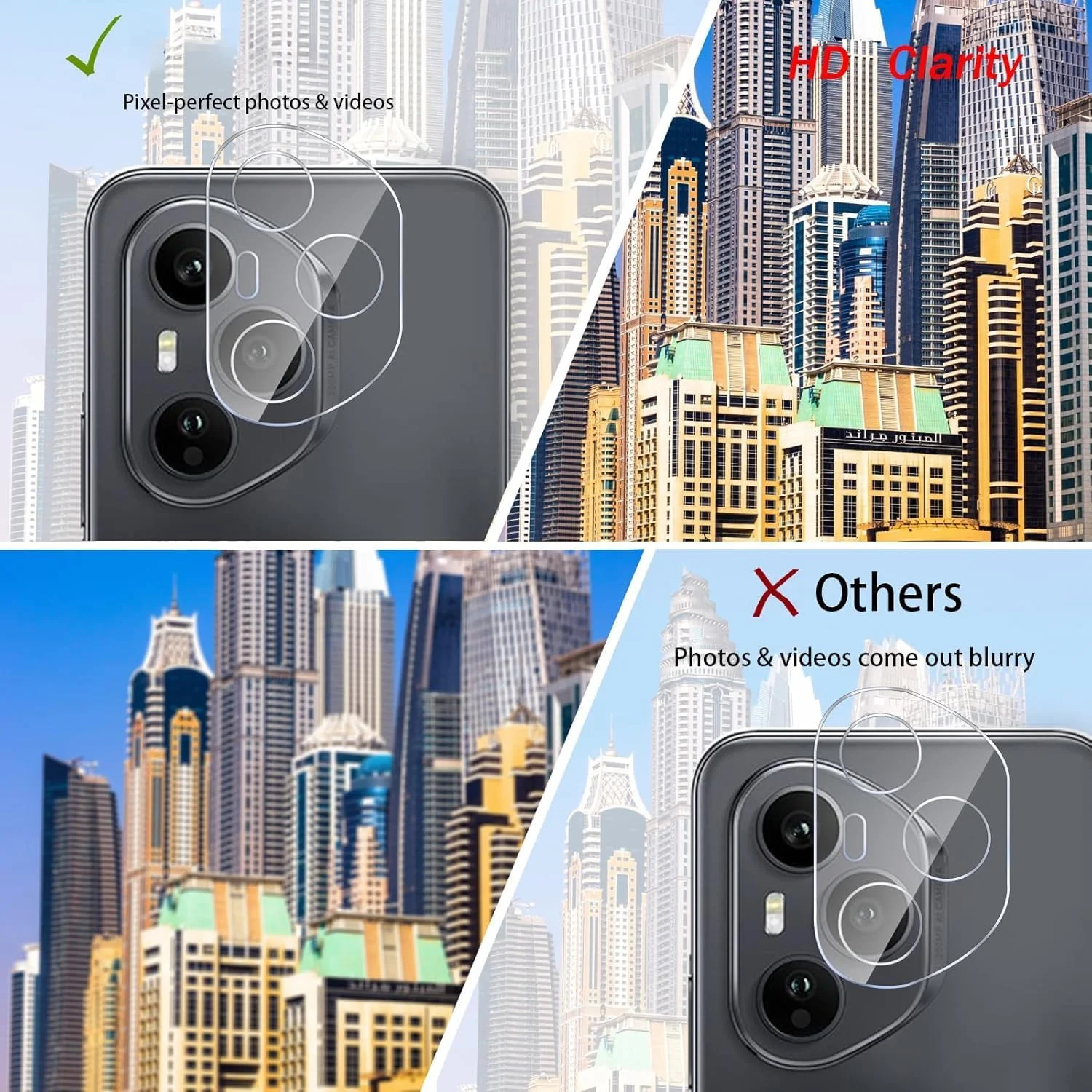 محافظ صفحه نمایش و لنز دوربین شیشه ای حرارت دیده Gruattreay سازگار با Honor 400 Pro 5G بسته 2+2 عددی، وضوح HD، ضد خش، سختی 9H، بدون حباب، [پشتیبانی از باز کردن قفل با اثر انگشت]