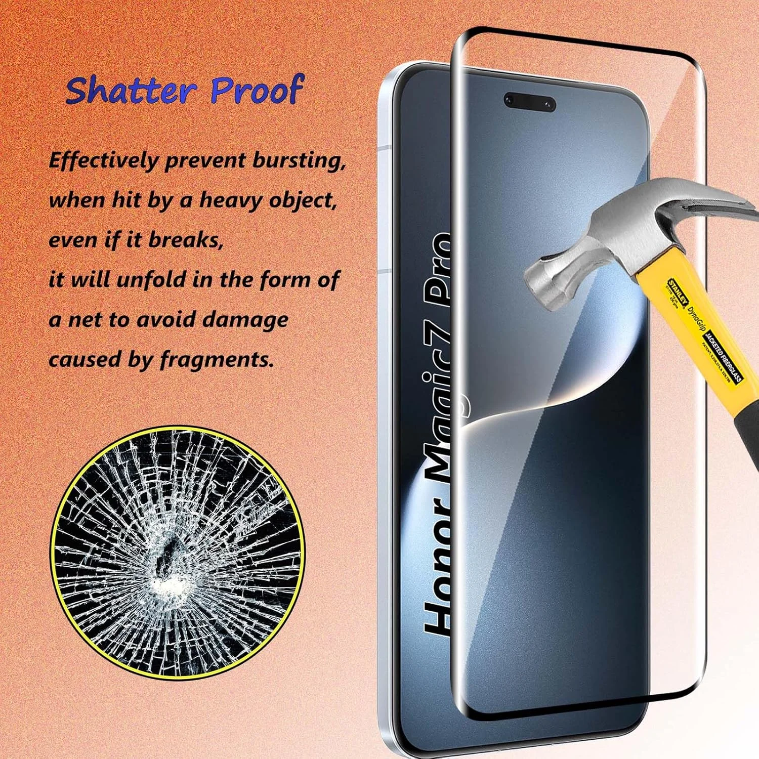 محافظ صفحه نمایش شیشه ای حرارت دیده Fyqzio [بسته 2+2 عددی] سازگار با Honor Magic7 Pro و دوربین، بدون حباب، سختی 9H، ضد خش، منحنی سه بعدی، محافظ صفحه نمایش HD
