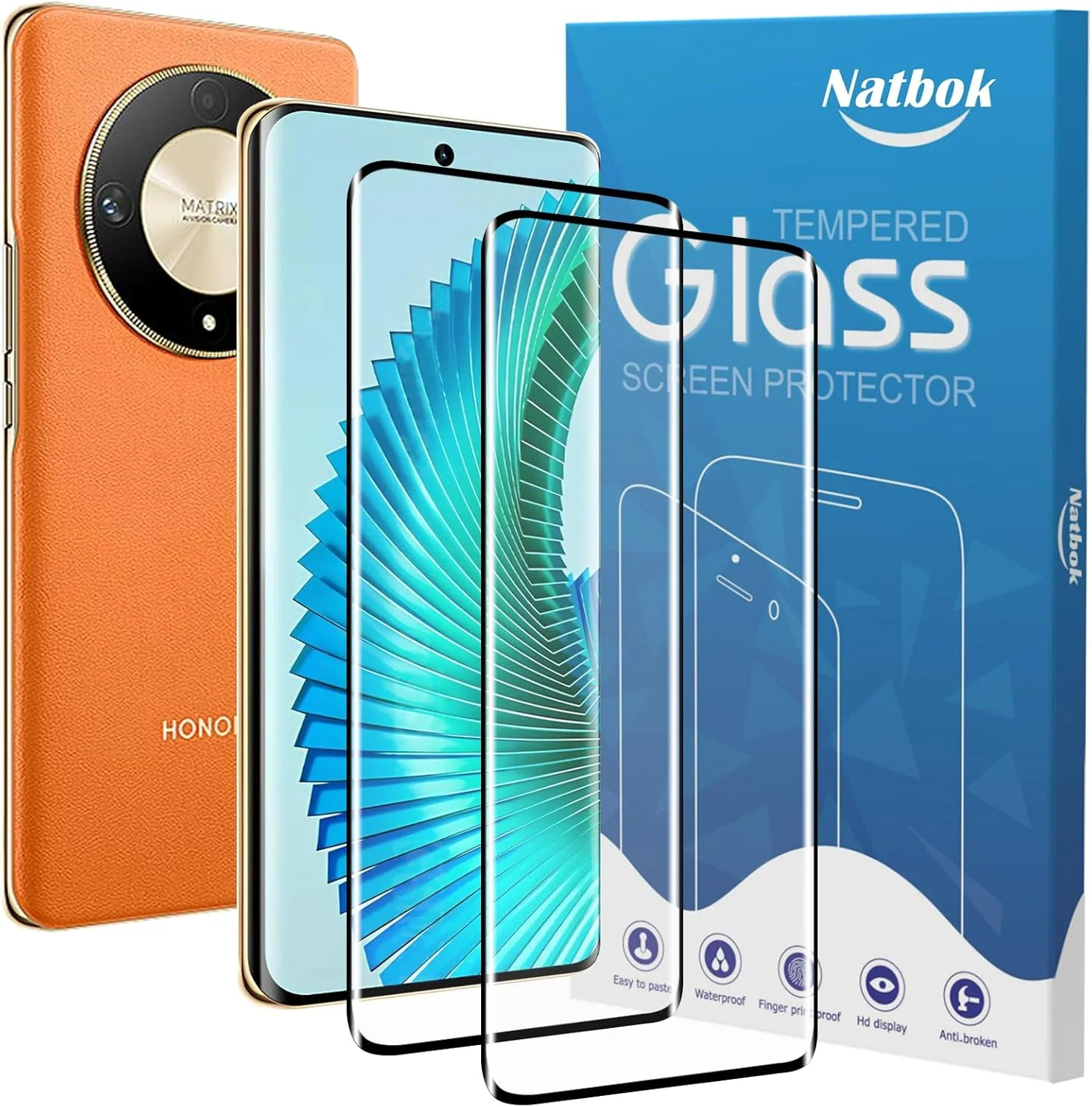 محافظ صفحه نمایش شیشه ای حرارت دیده سه بعدی Natbok برای گوشی Honor Magic 6 Lite، سختی 9H، فوق العاده مقاوم، ضد اثر انگشت، بدون حباب، HD-Clear، پوشش کامل فیلم محافظ صفحه نمایش برای گوشی Honor Magic 6 Lite (2 عدد)