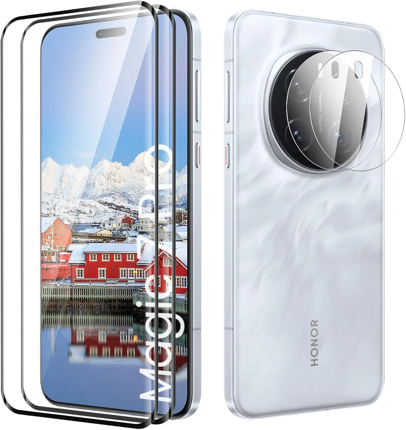 محافظ صفحه نمایش شیشه ای حرارت دیده TECHO Honor Magic 7 Pro، [بسته 2+2 عددی] [مقاوم در برابر خراش] پوشش کامل، سختی 9H، ضد اثر انگشت، محافظ فوق العاده HD