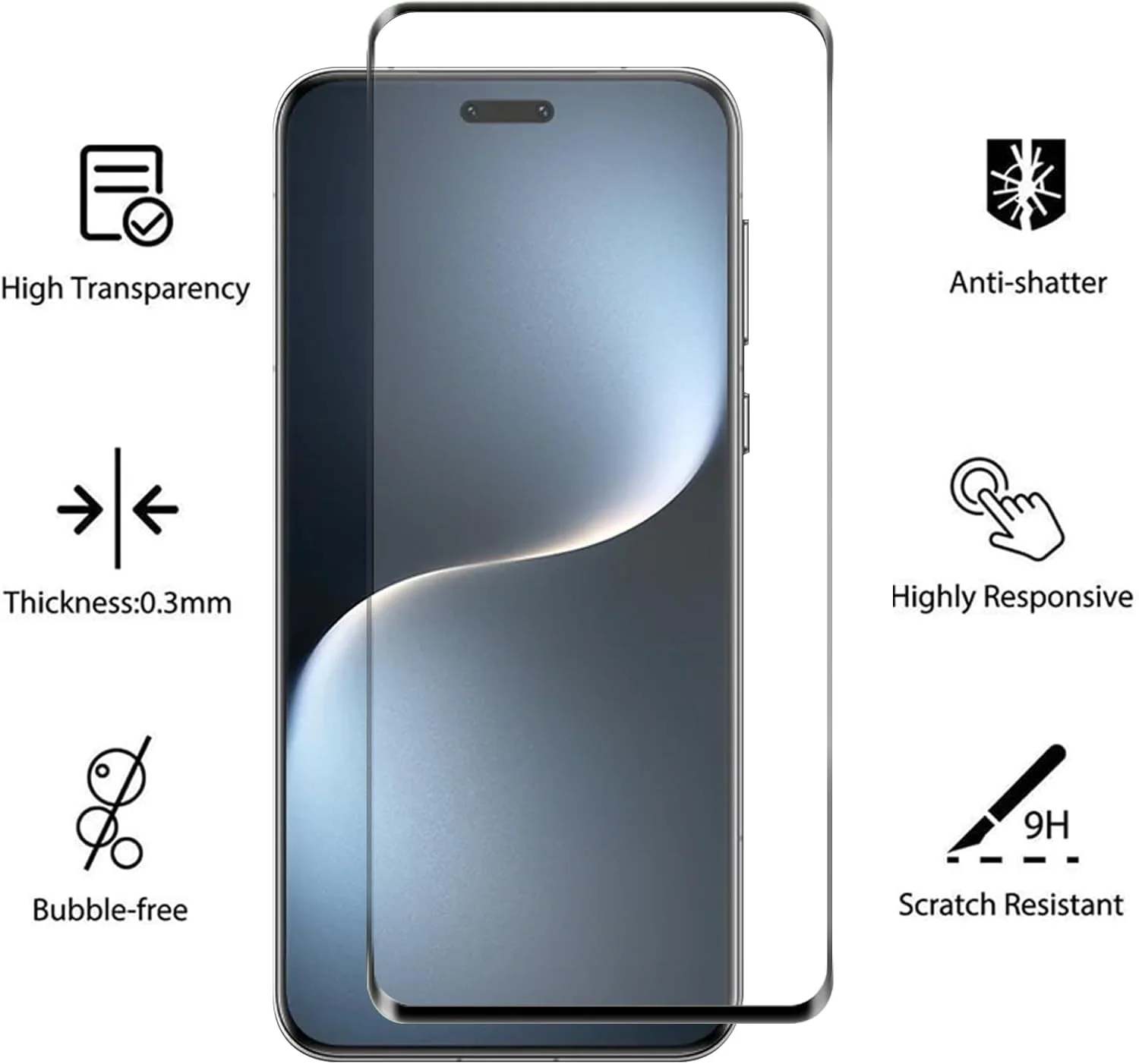 محافظ صفحه نمایش شیشه ای حرارت دیده سازگار با HONOR Magic 7 Pro 5G به همراه محافظ لنز، سختی 9H ضد خش، نصب آسان [6.8 اینچ]