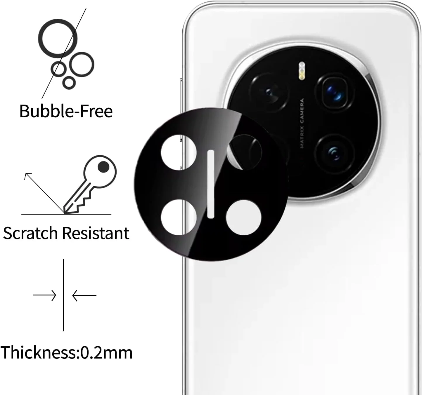 محافظ صفحه نمایش شیشه ای حرارت دیده سازگار با HONOR Magic 7 Pro 5G به همراه محافظ لنز، سختی 9H ضد خش، نصب آسان [6.8 اینچ]