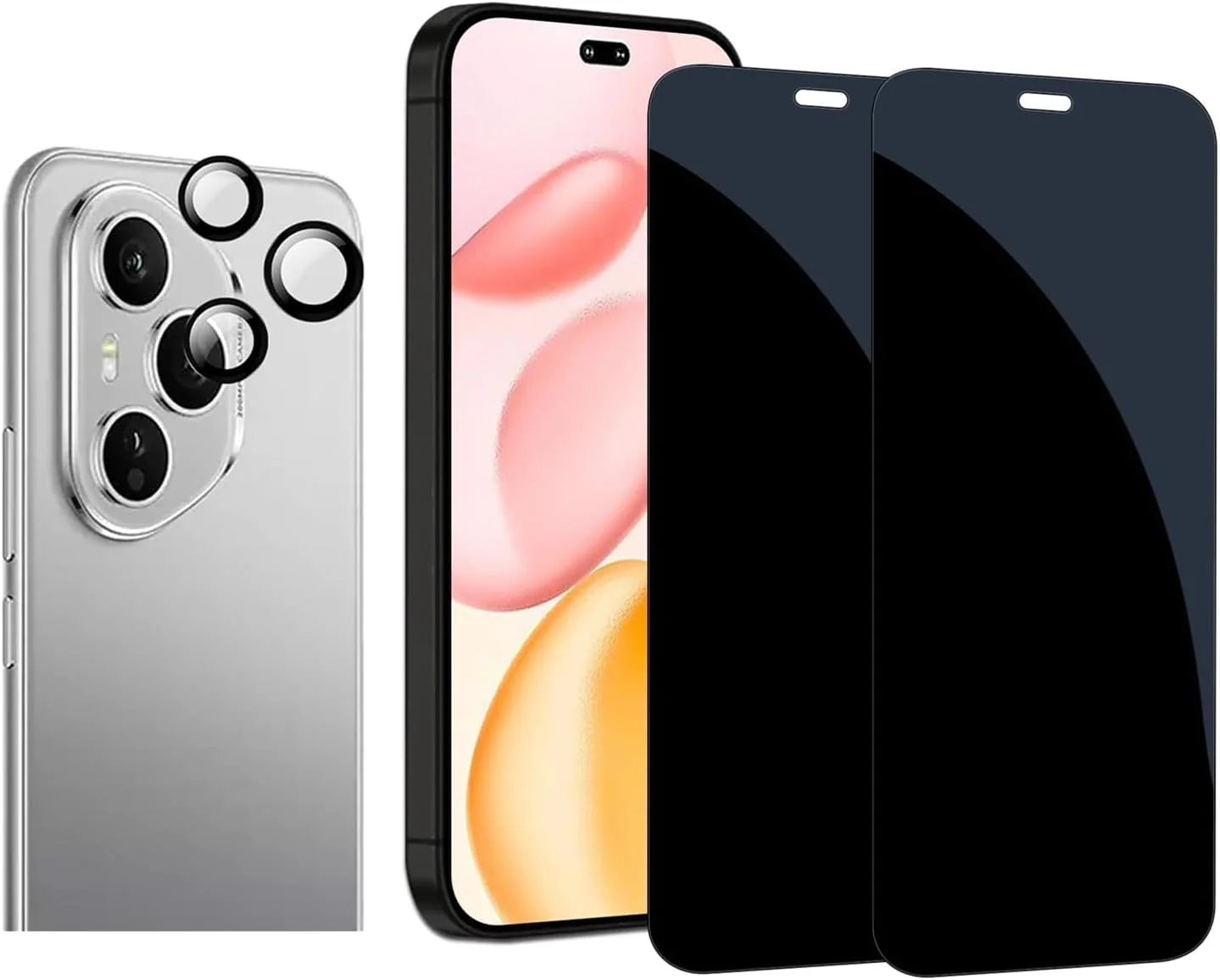 محافظ صفحه نمایش حریم خصوصی Gruattreay سازگار با Honor 400 Pro 5G، شیشه حرارت دیده ضد جاسوسی [2 عدد] + محافظ لنز دوربین [1 عدد]، سختی 9H ضد خش