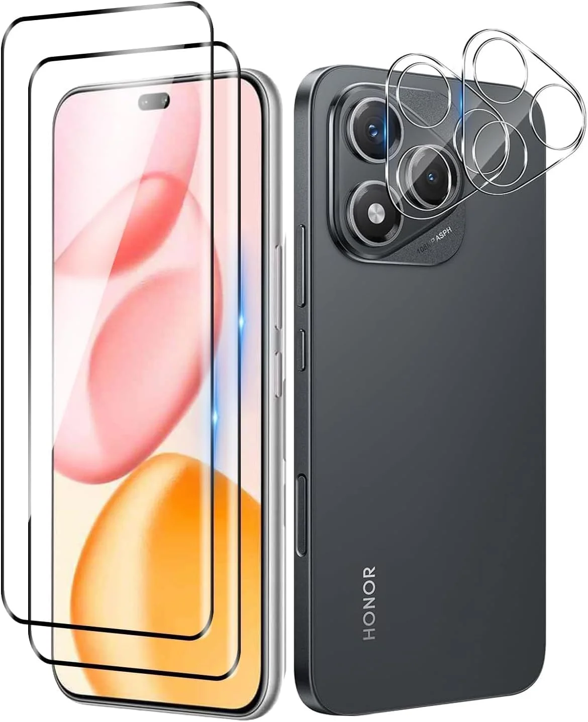 محافظ صفحه نمایش شیشه ای Kejuthrv سازگار با Honor 400 Lite 5G، بسته 2 عددی، به همراه محافظ لنز دوربین