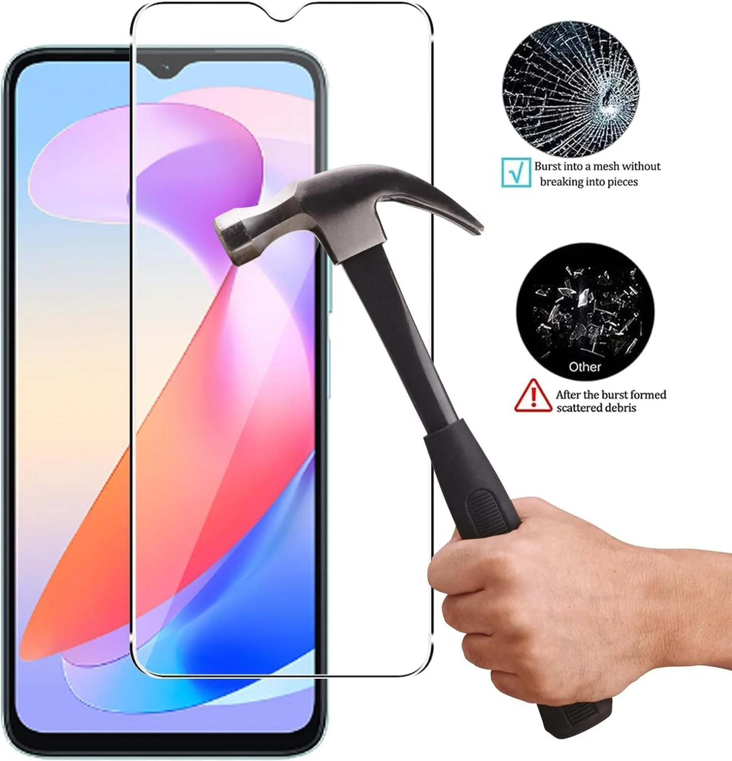 محافظ صفحه نمایش شیشه ای حرارت دیده [بسته 3 عددی] مناسب برای گوشی های آنر X6A 4G / آنر X5 Plus 4G، سختی 9H، وضوح بالا، ضد خش، بدون حباب و ضد اثر انگشت
