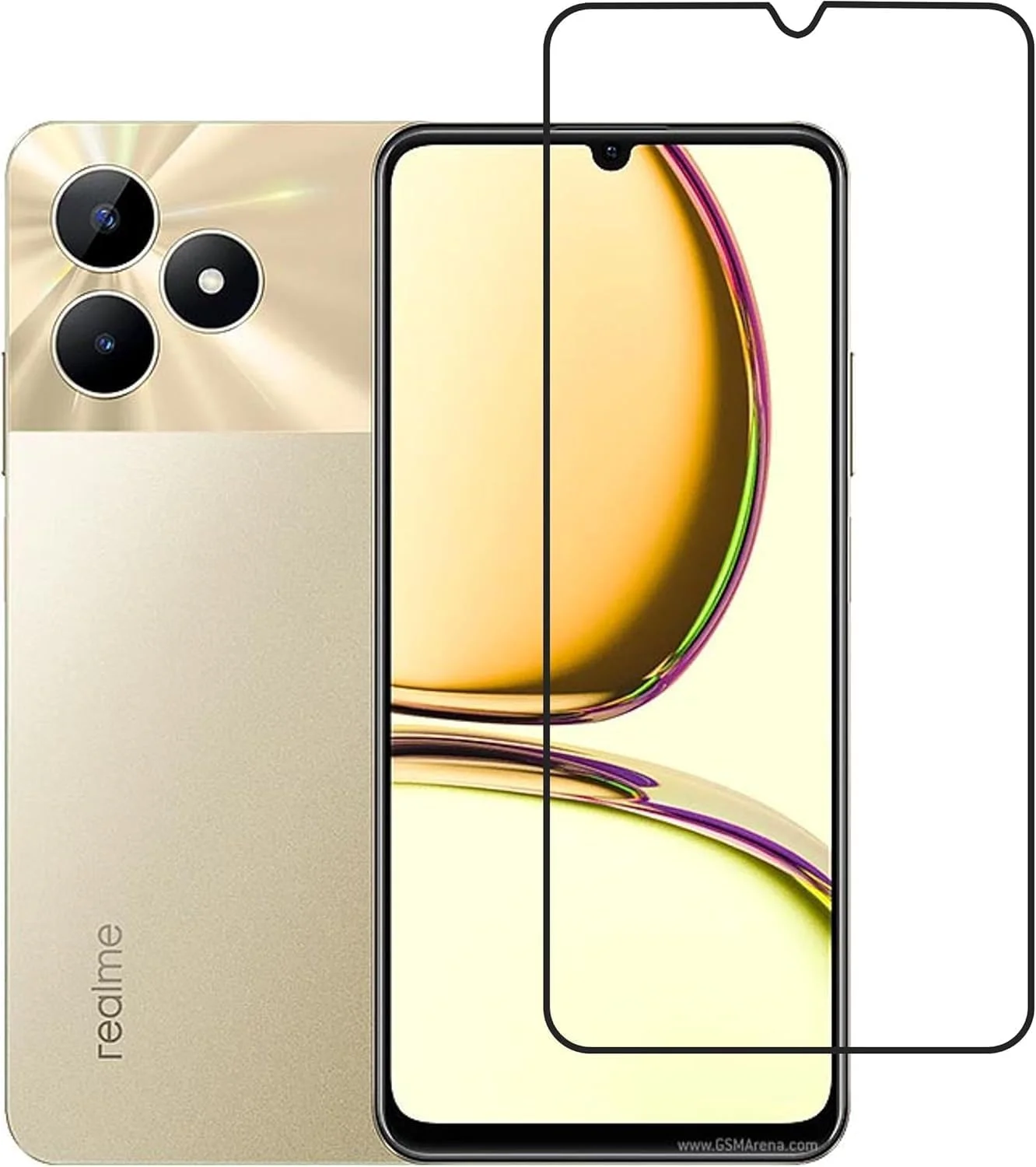 محافظ صفحه نمایش شیشه ای تمپرد پورتال ای ای Realme، ضد خرد شدن، سختی [5D]، ضد خش، سازگار با Realme C51/ Play 30Plus/30Plus/Honor X7