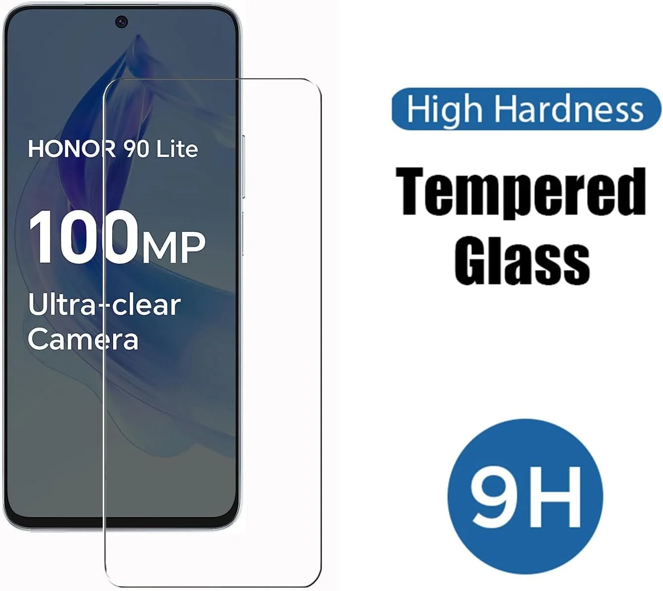[بسته 3 عددی] محافظ صفحه نمایش شیشه ای حرارت دیده ZMONE برای گوشی Honor 90 lite 5G، سختی 9H، پوشش کامل منحنی با وضوح بالا، مقاوم در برابر خش، بدون حباب و ضد اثر انگشت