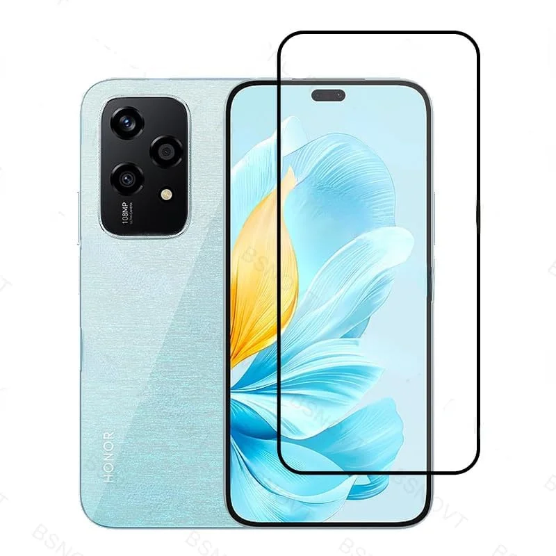 محافظ صفحه نمایش و محافظ لنز دوربین Gruattreay (بسته 2+2) سازگار با Honor 200 Lite 5G، فیلم شیشه ای حرارت دیده با پوشش کامل، مقاوم در برابر خراش و شفافیت HD