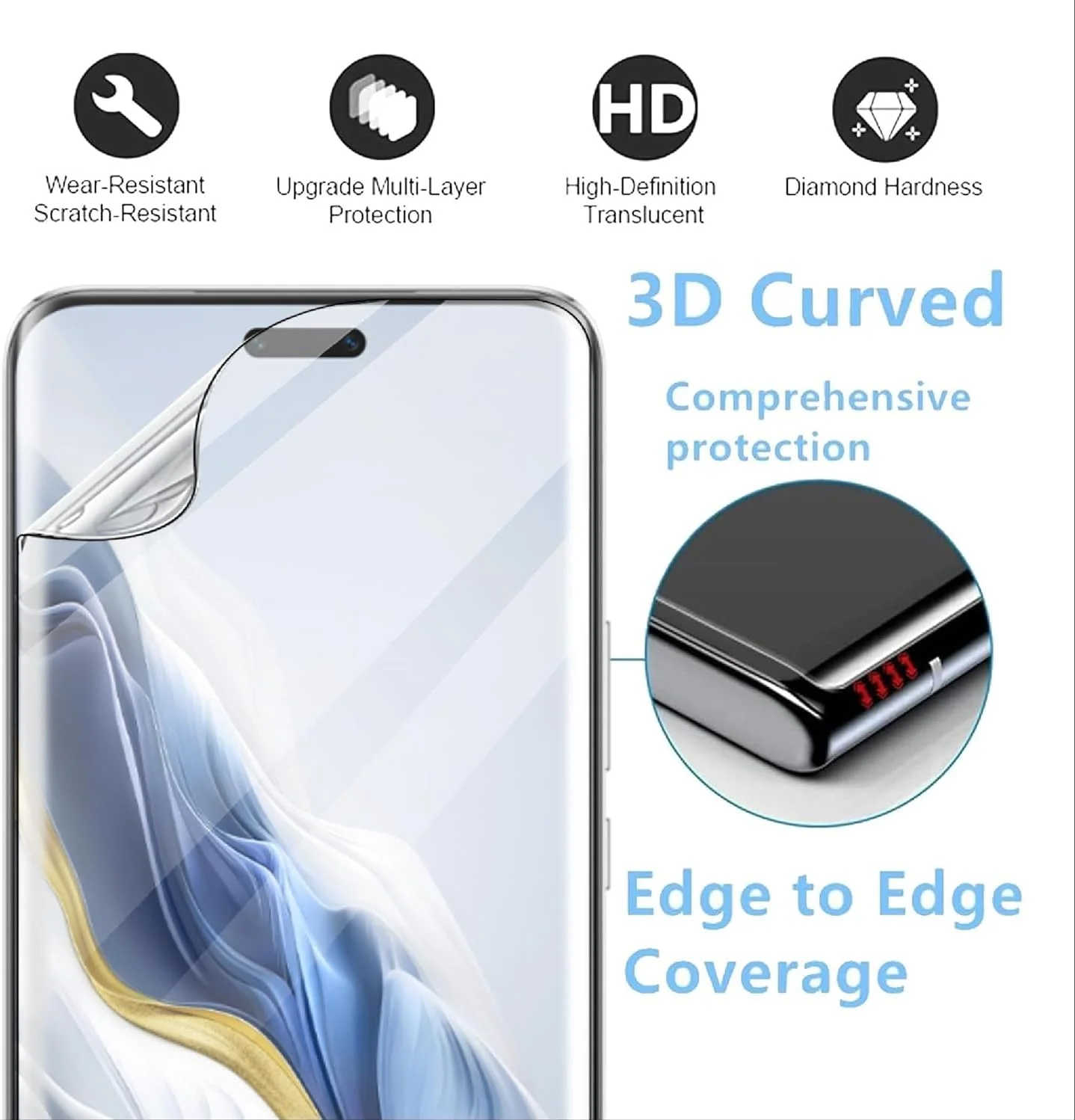 Gruattreay Compatible with Honor Magic6 Pro 5G Screen Protector, 2 Pack Flexible Screen Protector + 2 Pack Tempered Glass Camera Lens Protector, HD, Anti-Scratch Gruattreay Compatible with Honor Magic6 Pro 5G Screen Protector, 2 Pack Flexible Screen Protector + 2 Pack Tempered Glass Camera Lens Protector, HD, Anti-Scratch