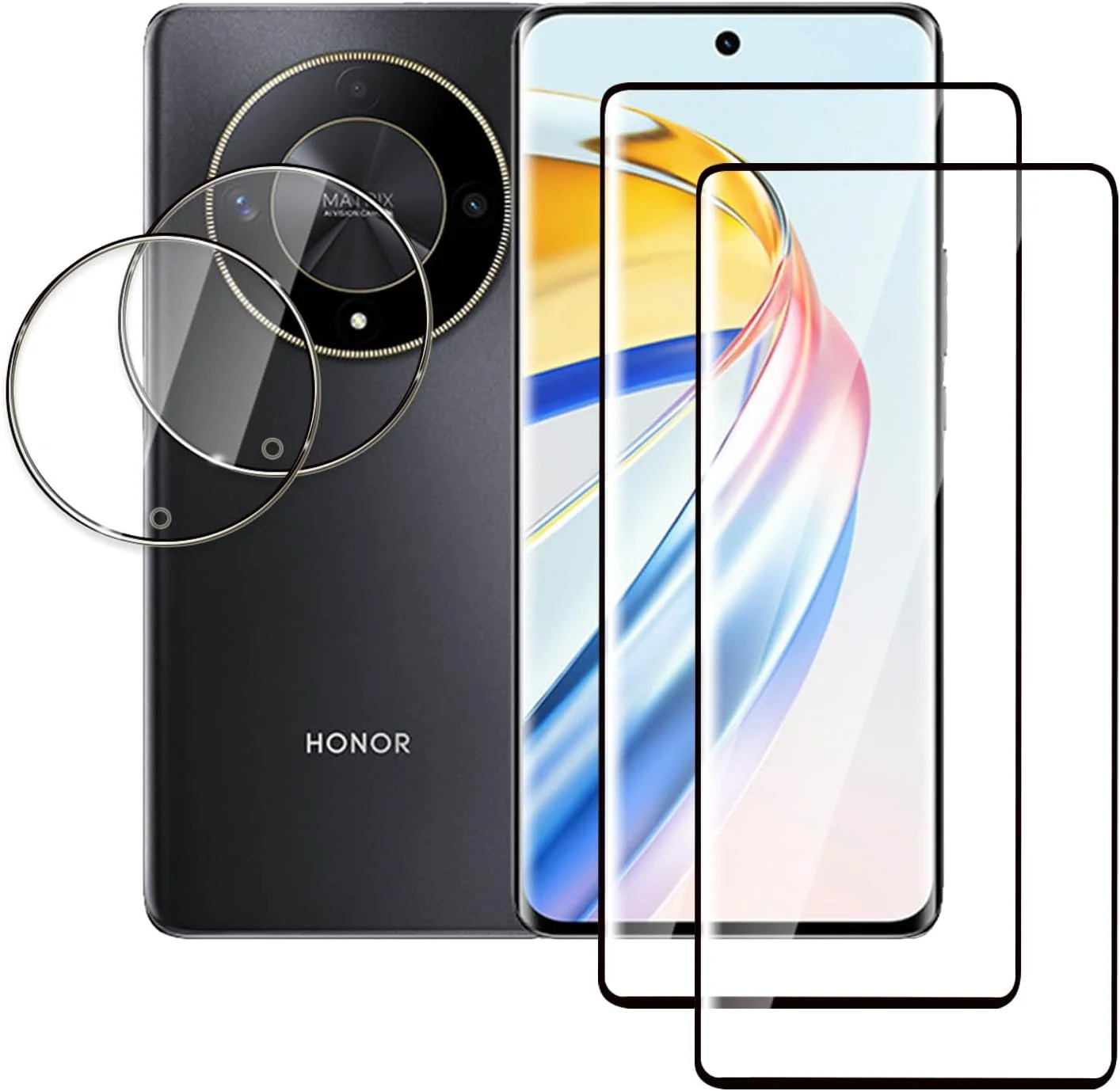 محافظ صفحه نمایش QZJinch [بسته 2+2 عددی] برای HONOR X9b 5G، سازگار با شناسه اثر انگشت، محافظت کامل از صفحه نمایش سه بعدی، مقاوم در برابر خراش، شفافیت HD، سازگار با قاب، سازگار با HONOR X9b 5G