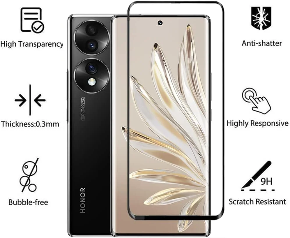 محافظ صفحه نمایش شیشه ای حرارت دیده شفاف و ضد خش Muzz مناسب برای گوشی Honor 70 - مشکی محافظ صفحه نمایش شیشه ای حرارت دیده شفاف و ضد خش Muzz مناسب برای گوشی Honor 70 - مشکی