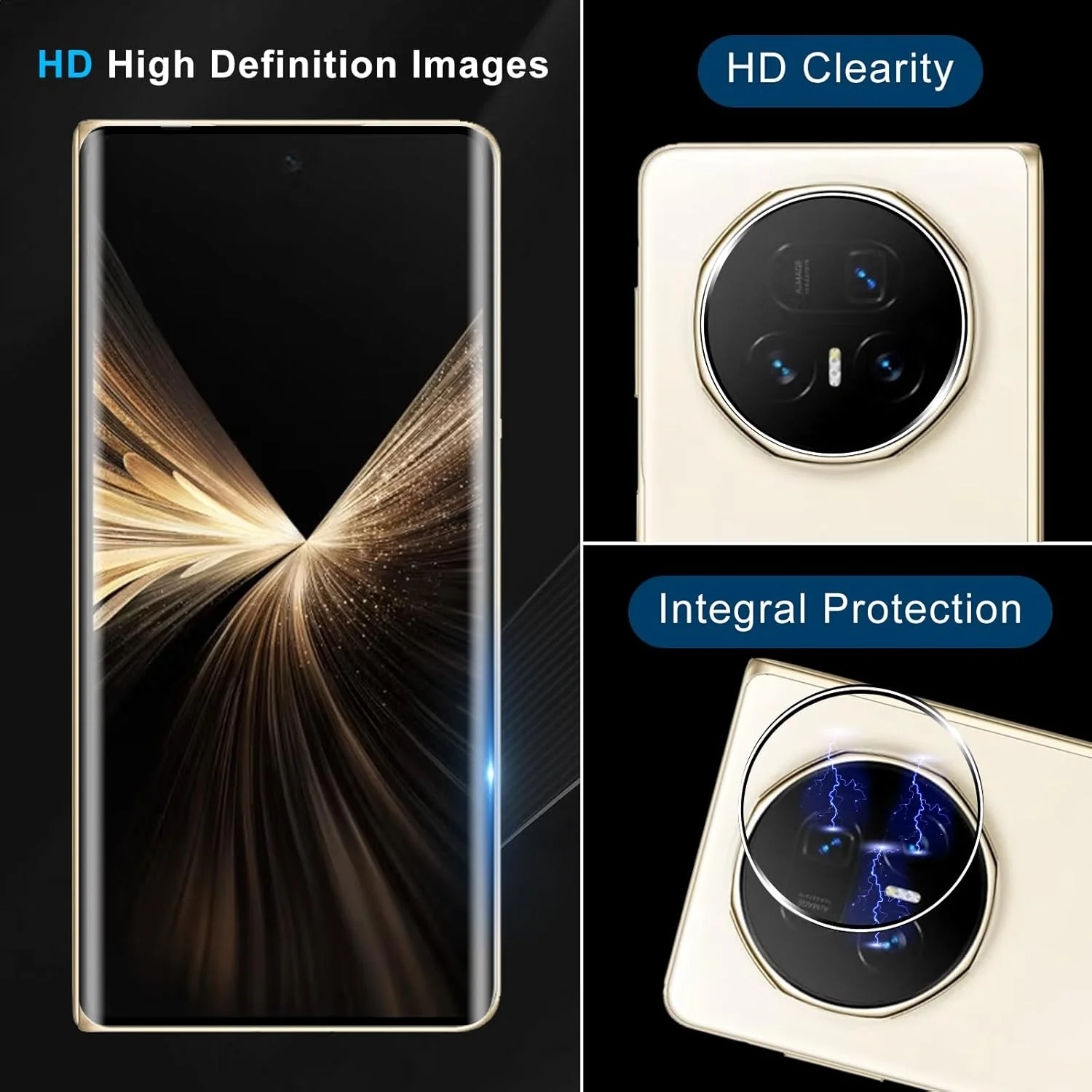 محافظ صفحه نمایش شیشه ای حرارت دیده Bihizei برای Honor Magic V5، 2 عدد محافظ صفحه نمایش سه بعدی و 2 عدد محافظ لنز دوربین عقب، بدون حباب، محافظت دوگانه محافظ صفحه نمایش شیشه ای حرارت دیده Bihizei برای Honor Magic V5، 2 عدد محافظ صفحه نمایش سه بعدی و 2 عدد محافظ لنز دوربین عقب، بدون حباب، محافظت دوگانه