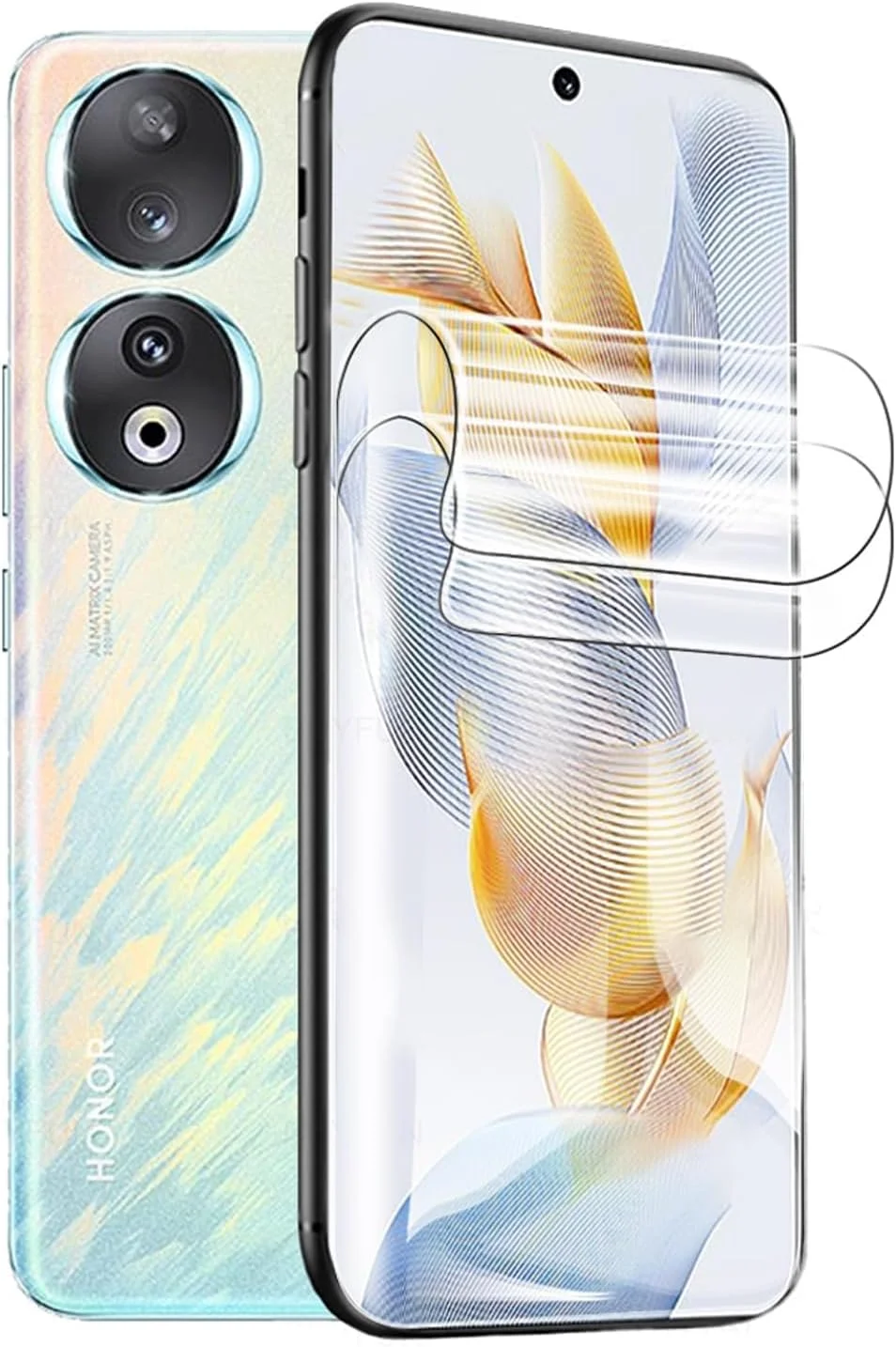 محافظ صفحه نمایش هیدروژل TERRIFI، بسته 2 عددی، فیلم محافظ صفحه نمایش برای گوشی Honor 90، فیلم هیدروژل انعطاف پذیر محافظ صفحه نمایش جلو و پشت (6.7 اینچ، نه شیشه حرارت دیده)