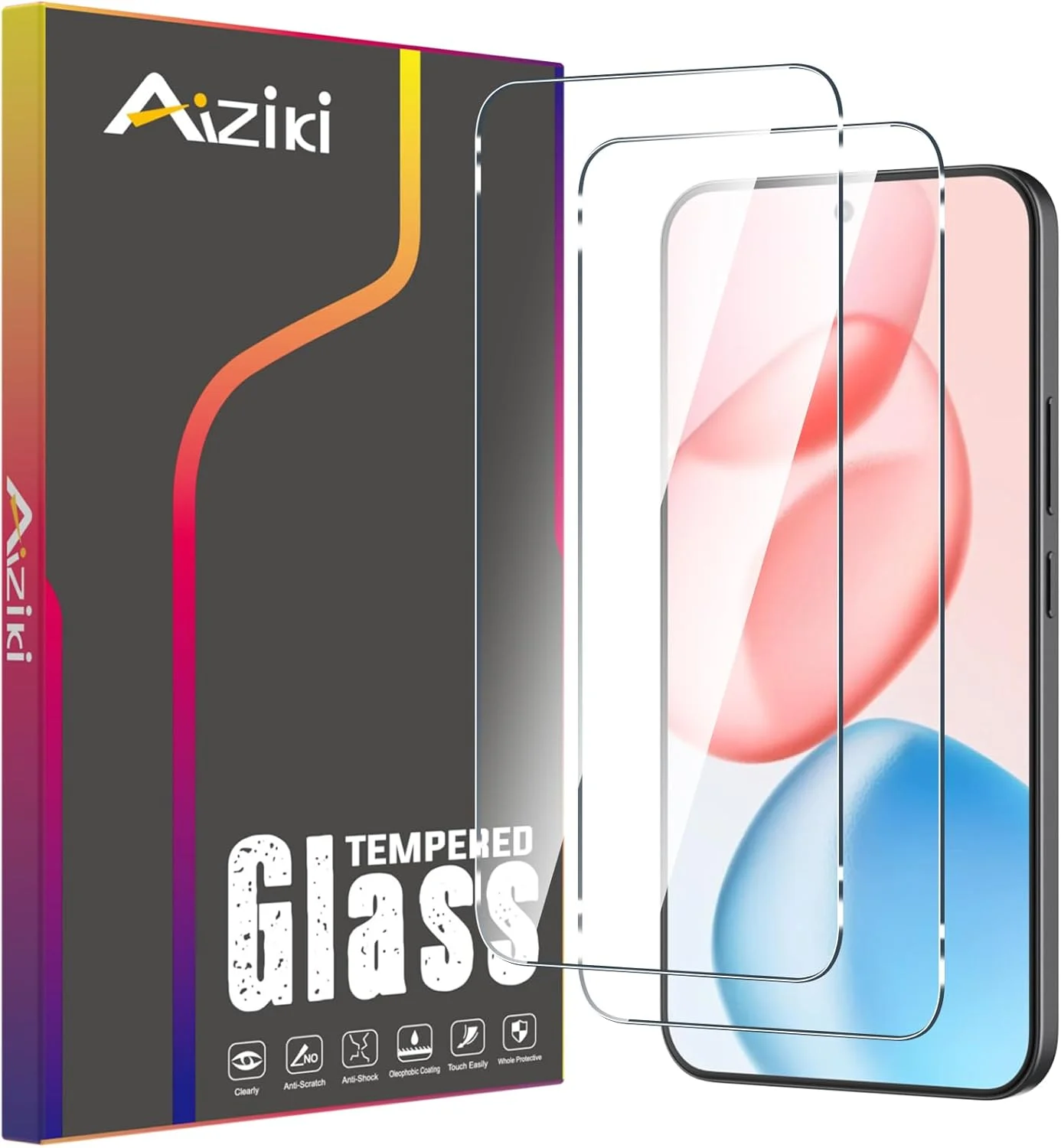 محافظ صفحه نمایش شیشه ای Aiziki برای گوشی Honor 400، فیلم شیشه ای حرارت دیده، محافظت در برابر ضربه، ضد خرد شدن، ضد خش، شفافیت HD، بدون حباب، [2 عدد] محافظ صفحه نمایش Honor 400