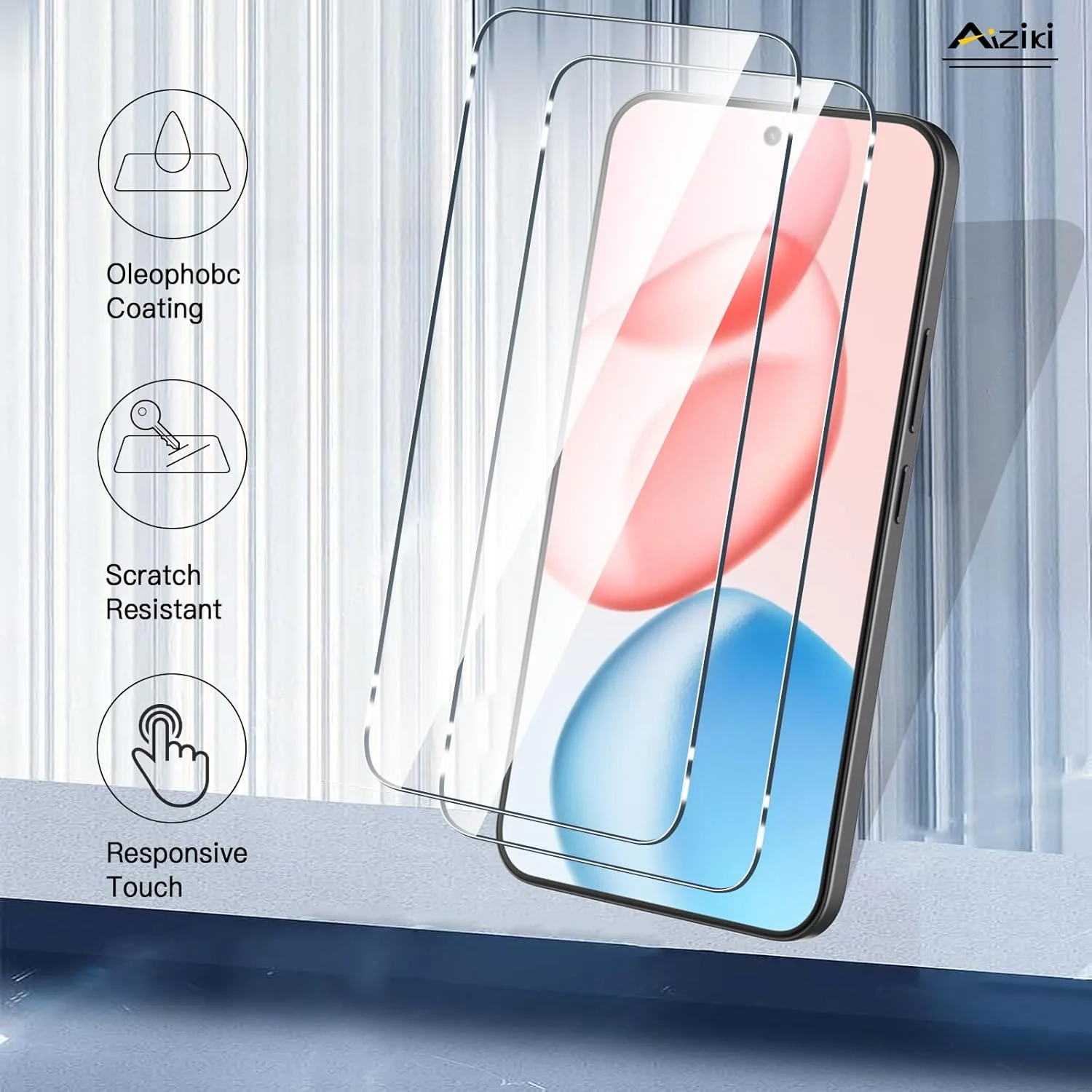 محافظ صفحه نمایش شیشه ای Aiziki برای گوشی Honor 400، فیلم شیشه ای حرارت دیده، محافظت در برابر ضربه، ضد خرد شدن، ضد خش، شفافیت HD، بدون حباب، [2 عدد] محافظ صفحه نمایش Honor 400