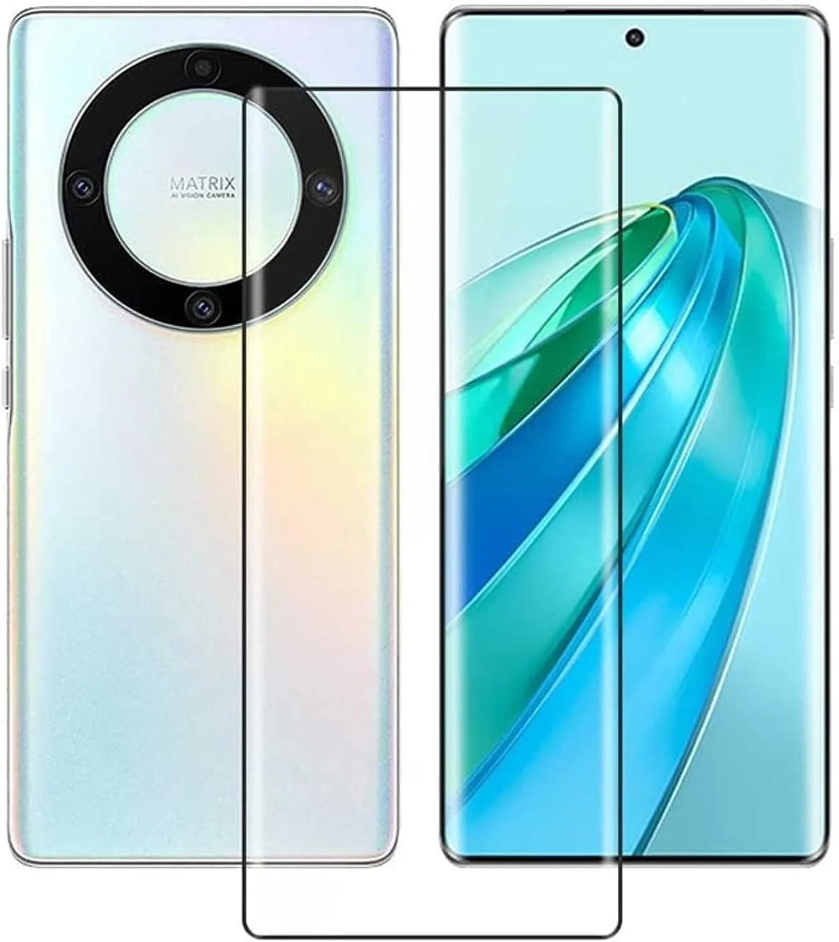 محافظ صفحه نمایش شیشه ای حرارت دیده، چسب کامل، پوشش لبه به لبه، شفاف HD و ضد خش برای گوشی آنر X9A مشکی (مشکی 5D)