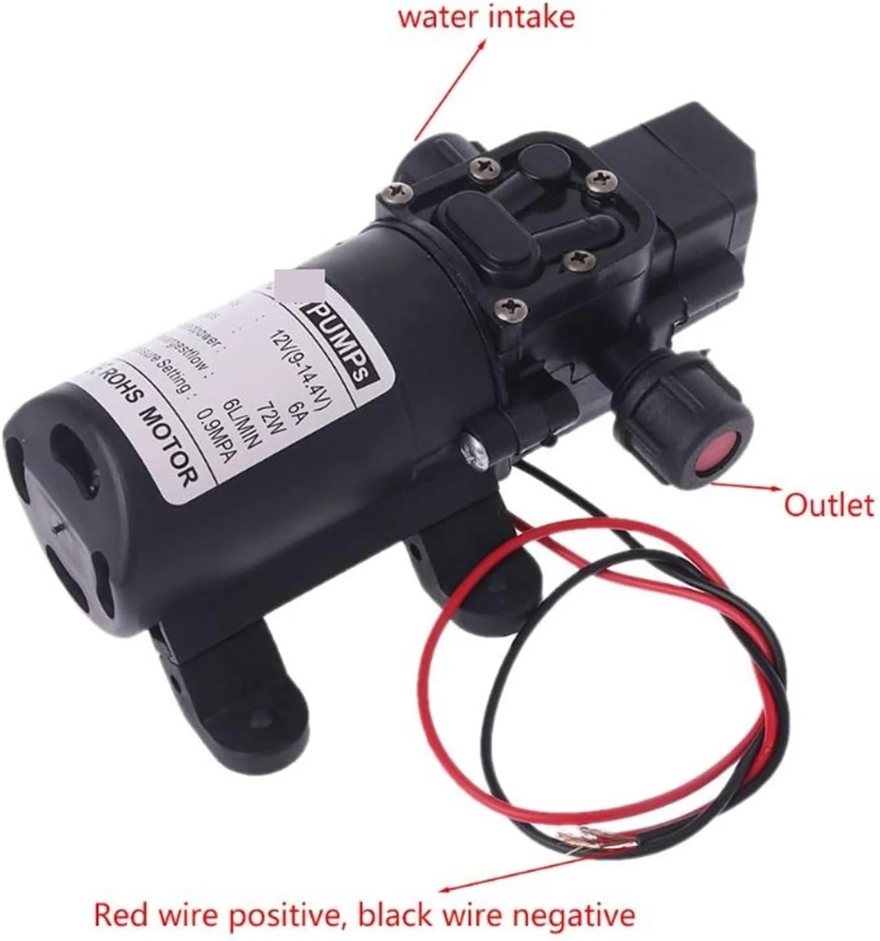 پمپ دیافراگمی، برای DC 12V 130PSI 6L/Min آب فشار قوی دیافراگمی خود مکش 70W پمپ دیافراگمی، برای DC 12V 130PSI 6L/Min آب فشار قوی دیافراگمی خود مکش 70W