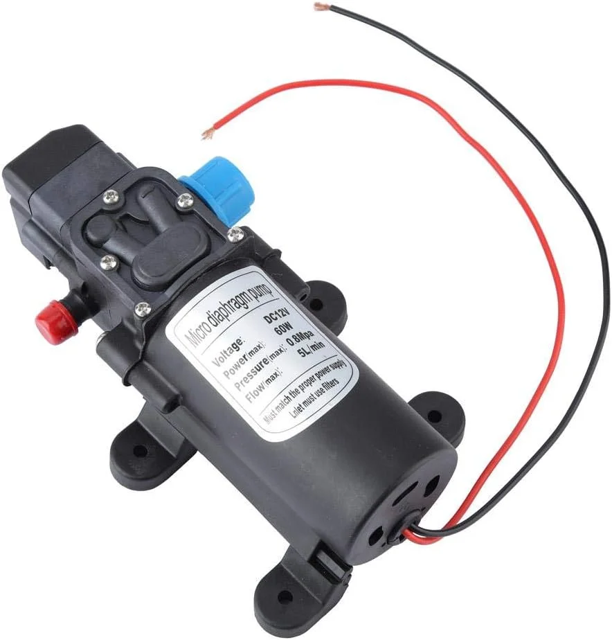 پمپ دیافراگمی، پمپ خود مکش اتوماتیک برقی 12 ولت 60 وات، پمپ آب فشار قوی با سوئیچ فشار برای سمپاشی کشاورزی، مه پاشی مصنوعی و غیره پمپ دیافراگمی، پمپ خود مکش اتوماتیک برقی 12 ولت 60 وات، پمپ آب فشار قوی با سوئیچ فشار برای سمپاشی کشاورزی، مه پاشی مصنوعی و غیره