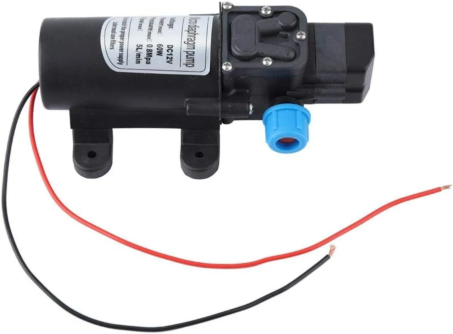 پمپ دیافراگمی، پمپ خود مکش اتوماتیک برقی 12 ولت 60 وات، پمپ آب فشار قوی با سوئیچ فشار برای سمپاشی کشاورزی، مه پاشی مصنوعی و غیره