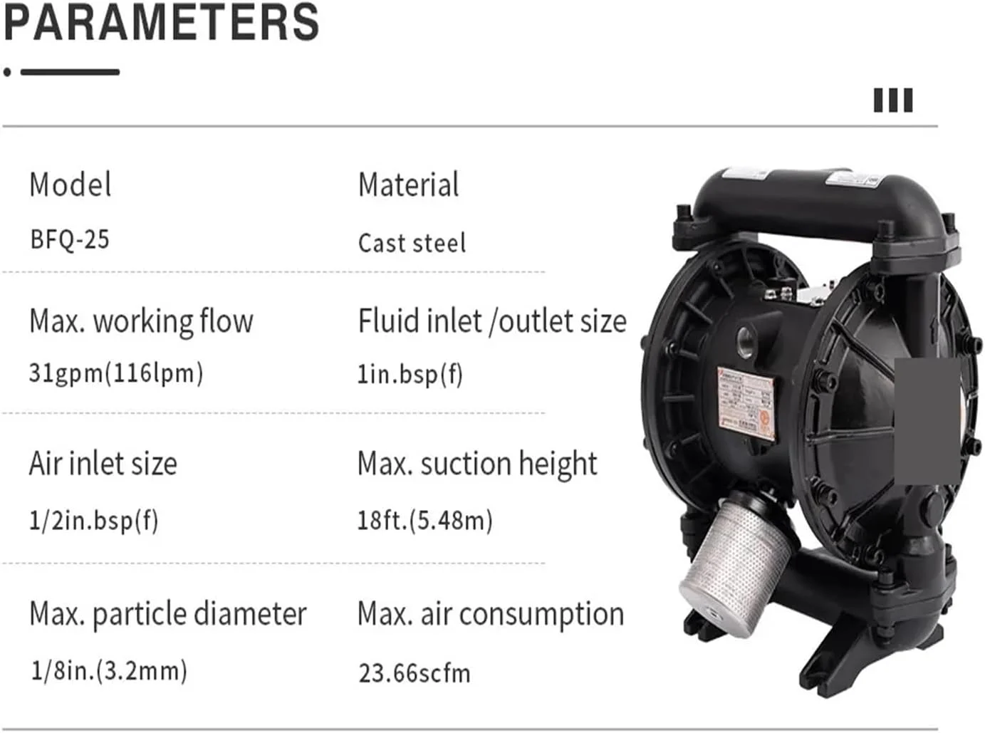 Diaphragm Pump, BFQ-25G High Flow Rate Air Operated Diaphragm Pumps, Oil Water Transfer Pump Pneumatic(SEWAGE PUMPS) Diaphragm Pump, BFQ-25G High Flow Rate Air Operated Diaphragm Pumps, Oil Water Transfer Pump Pneumatic(SEWAGE PUMPS)