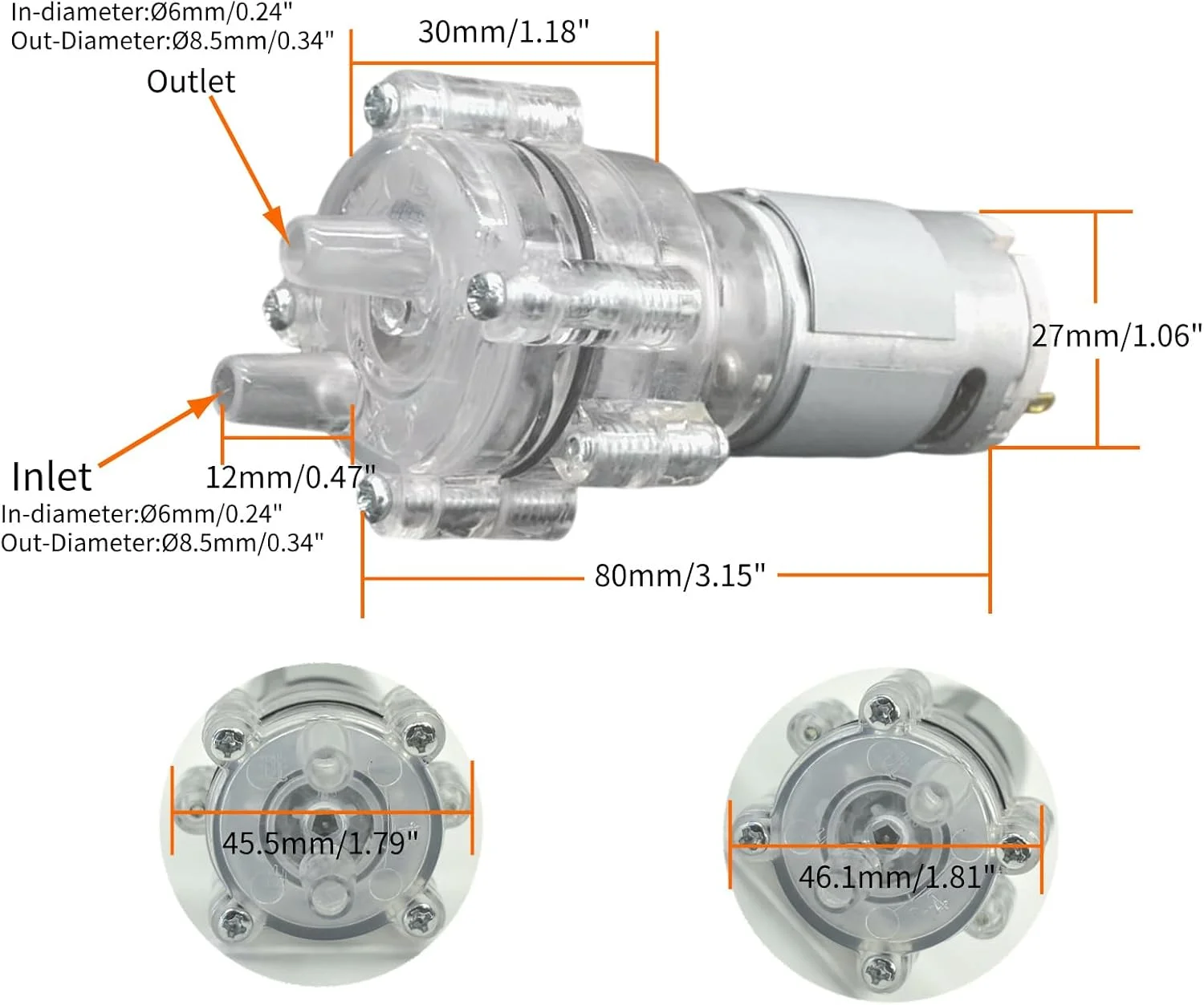 پمپ دیافراگمی خود مکش میکرو 385 CHANCS موتور DC 12 ولت، پمپ آب مقاوم در برابر درجه حرارت بالا با قابلیت جذب شوک برای دستگاه های آبسردکن و لوازم خانگی