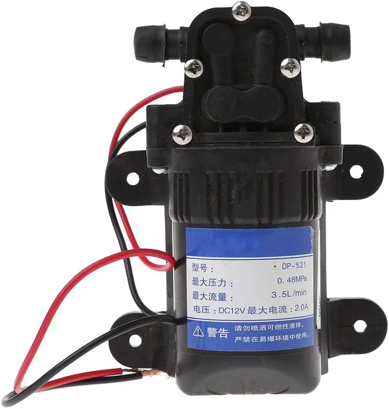 پمپ آب دیافراگمی خود مکش فشار قوی DC 12V 3.5L/Min 0.48MPa 70 PSI پمپ آب دیافراگمی خود مکش فشار قوی DC 12V 3.5L/Min 0.48MPa 70 PSI