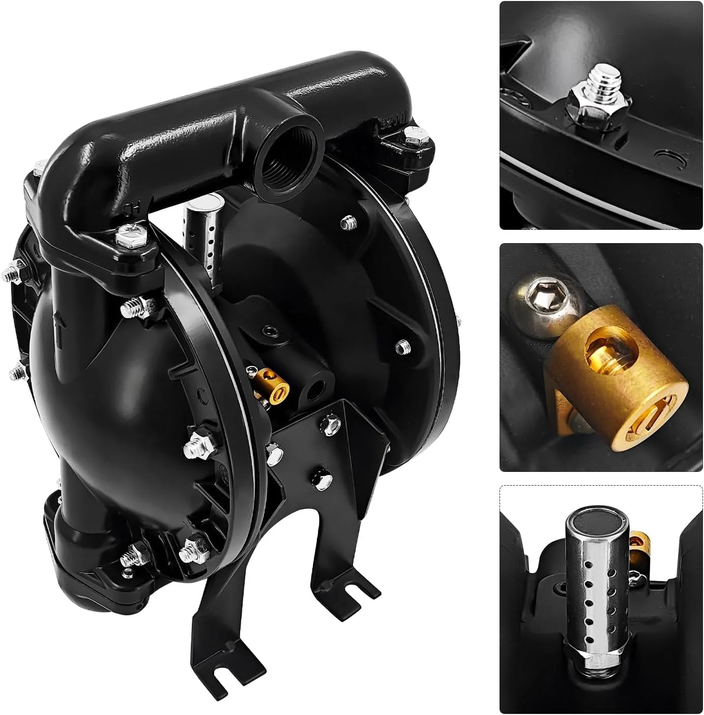 پمپ دیافراگمی دوگانه 1 اینچی Blrack 666100-3C9-C سازگار با ARO/Ingersoll Rand - 35 GPM، حداکثر 120 PSI، بدنه آلومینیومی، دیافراگم Hytrel جایگزین 6661003C9C