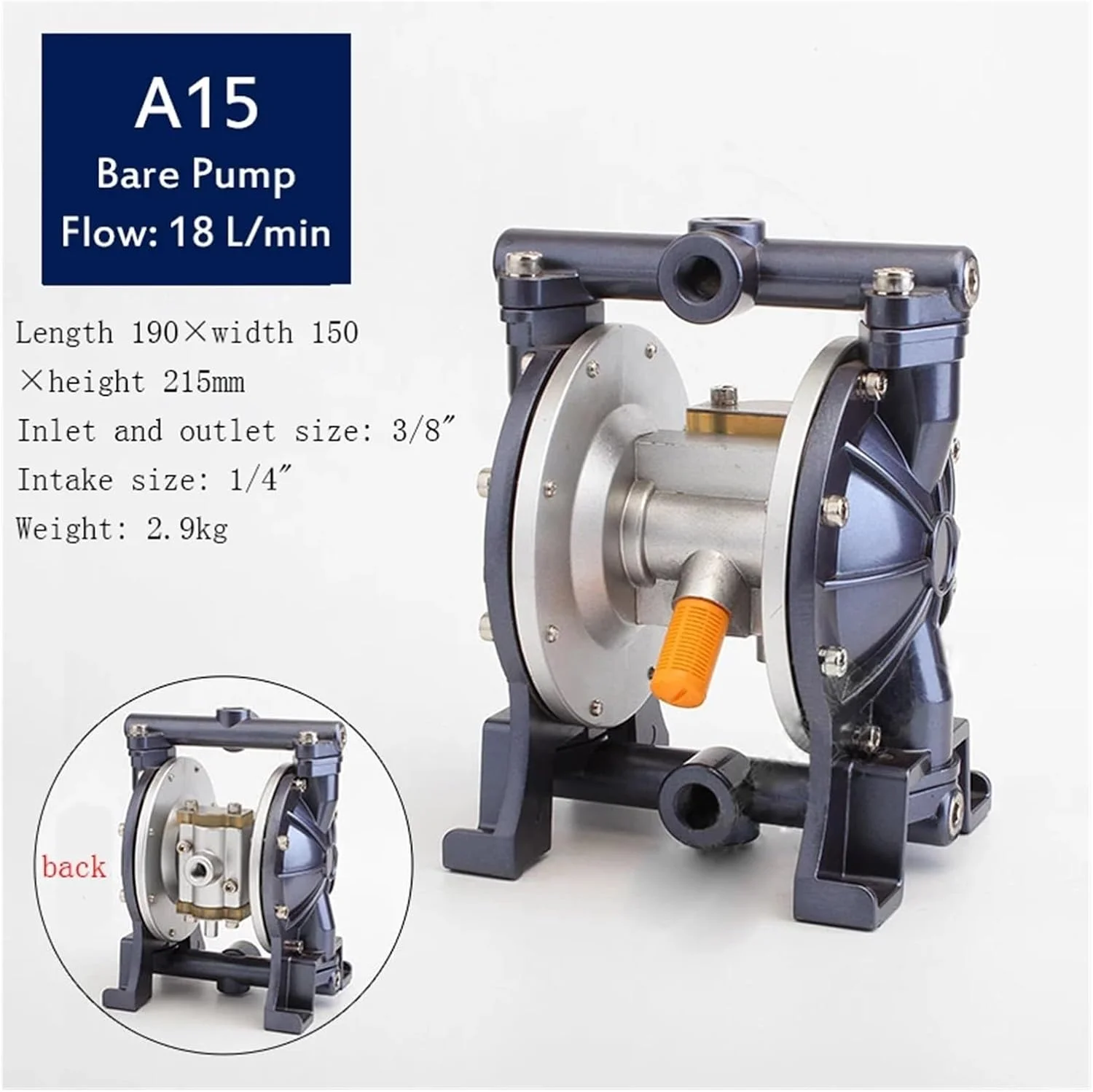 پمپ دیافراگمی، پمپ های رنگ دیافراگمی پنوماتیک مینی A-15، پمپ آلیاژ آلومینیوم A-10/A-15/A-15B/A-20/A-26 با عملکرد هوا (A-15B) پمپ دیافراگمی، پمپ های رنگ دیافراگمی پنوماتیک مینی A-15، پمپ آلیاژ آلومینیوم A-10/A-15/A-15B/A-20/A-26 با عملکرد هوا (A-15B)