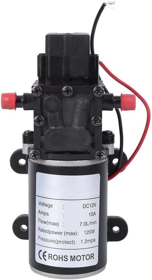 پمپ دیافراگمی هوشمند Starrypxl فشار قوی DC12V 120W 7L/min خروجی آب راست 10mm موتور کارآمد مناسب برای مصارف خانگی و صنعتی (موتور 12 ولت)