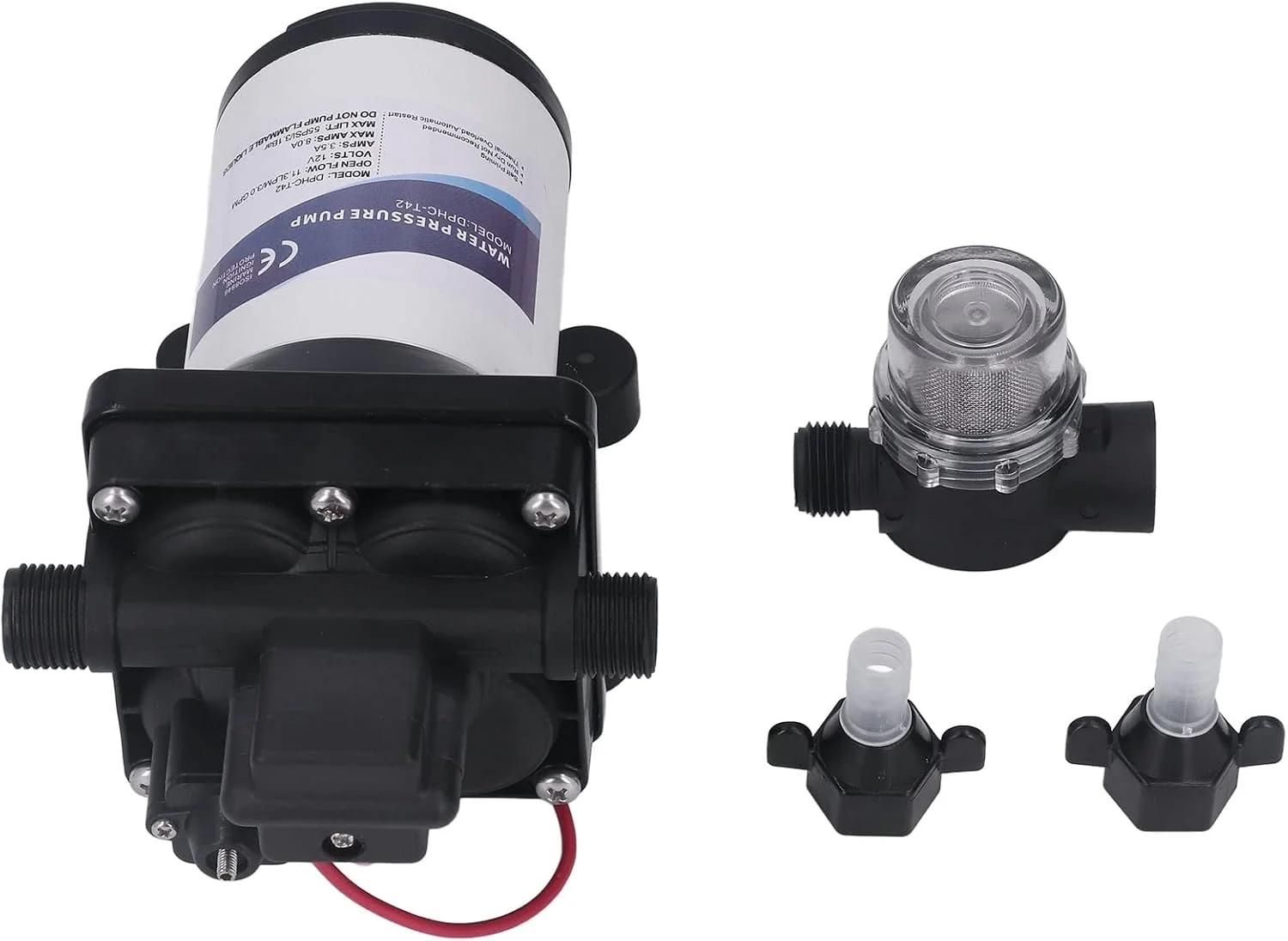 پمپ دیافراگمی یک تکه، پمپ آب 3 GPM 55PSI کم صدا خود مکش پمپ آب دیافراگمی برقی برای پمپ سیستم لوله کشی Revolution، برای مصارف صنعتی