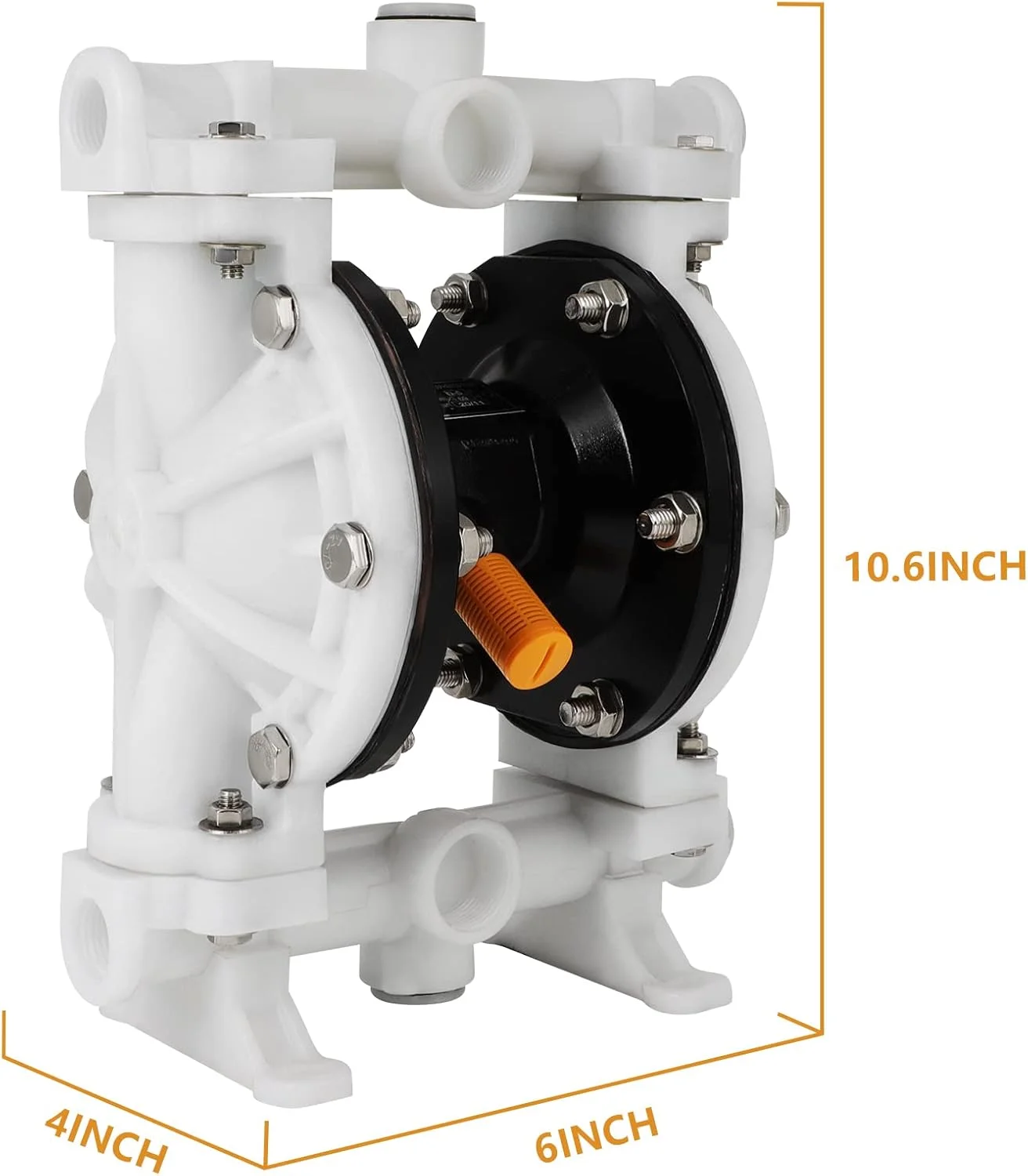 پمپ دیافراگمی دوگانه بادی QBK-15 با خروجی 1/2 اینچ، انتقال پنوماتیک 12 GPM، حداکثر 115 PSI، مناسب برای استفاده صنعتی، مواد شیمیایی، روغن، دیافراگم دوگانه PTFE، لاستیک نیتریل از جنس پلاستیک و استیل ضد زنگ