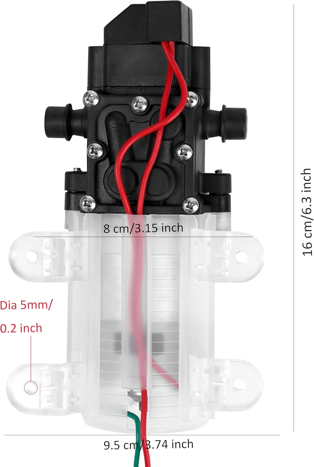 پمپ آب دیافراگمی 12 ولت با سوییچ فشار - 4.5 لیتر در دقیقه، 5.5 بار، خود مکش با بست شلنگ - برای RV، کمپینگ، دریایی، قایق - شفاف (تک) پمپ آب دیافراگمی 12 ولت با سوییچ فشار - 4.5 لیتر در دقیقه، 5.5 بار، خود مکش با بست شلنگ - برای RV، کمپینگ، دریایی، قایق - شفاف (تک)