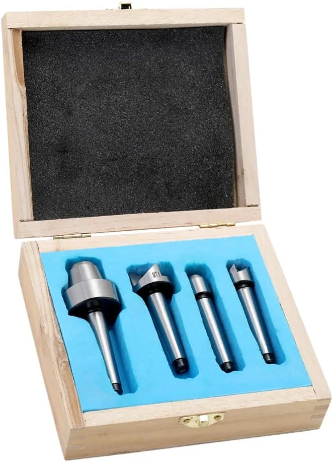 مرکز ثابت، مجموعه 4 عددی انگشتانه MT1 برای ابزار تراشکاری چوب و فلز، فولادی، چند منظوره و مستحکم