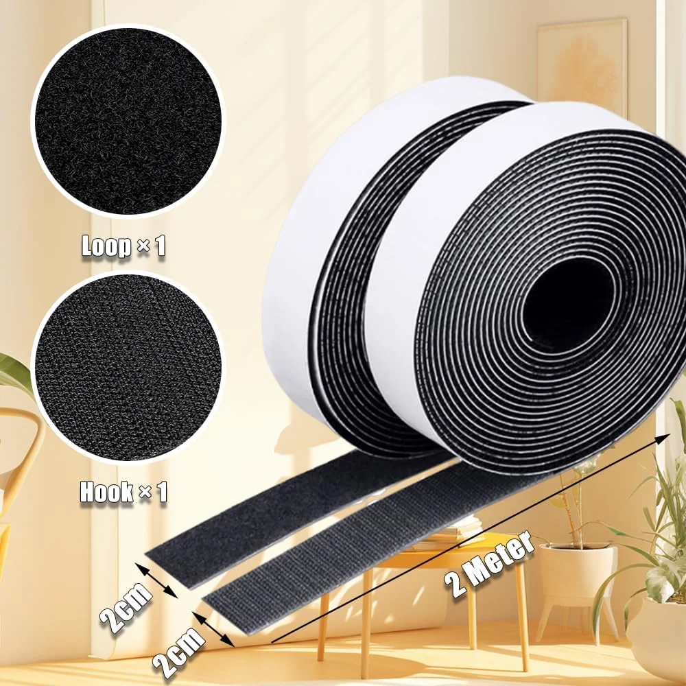 نوار چسبی Velcro خودچسب CENSIVI - نوار Velcro خودچسب فوق العاده قوی، پد چسبی، نوار Velcro و نوار قلاب، چسب دو طرفه با بست Velcro (مشکی، 2 متر در 2 سانتی متر) نوار چسبی Velcro خودچسب CENSIVI - نوار Velcro خودچسب فوق العاده قوی، پد چسبی، نوار Velcro و نوار قلاب، چسب دو طرفه با بست Velcro (مشکی، 2 متر در 2 سانتی متر)
