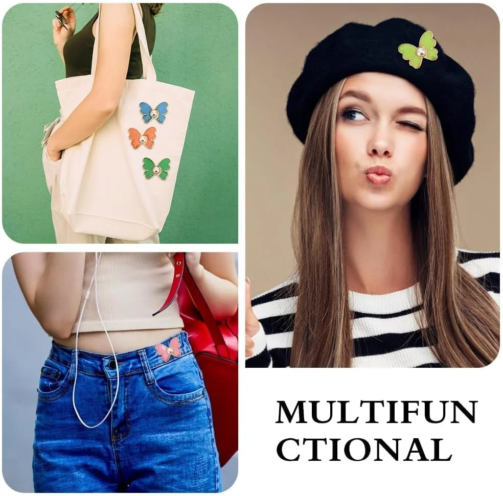 دکمه های جین ChicAbode، گیره های پروانه ای برای تنگ کردن کمر شلوار، سگک قابل تنظیم برای بزرگ کردن کمر، گیره های تنظیم کننده کمر شلوار بدون نیاز به دوخت، گیره های جداشدنی برای تنظیم کمر شلوارهای گشاد، 9 عدد