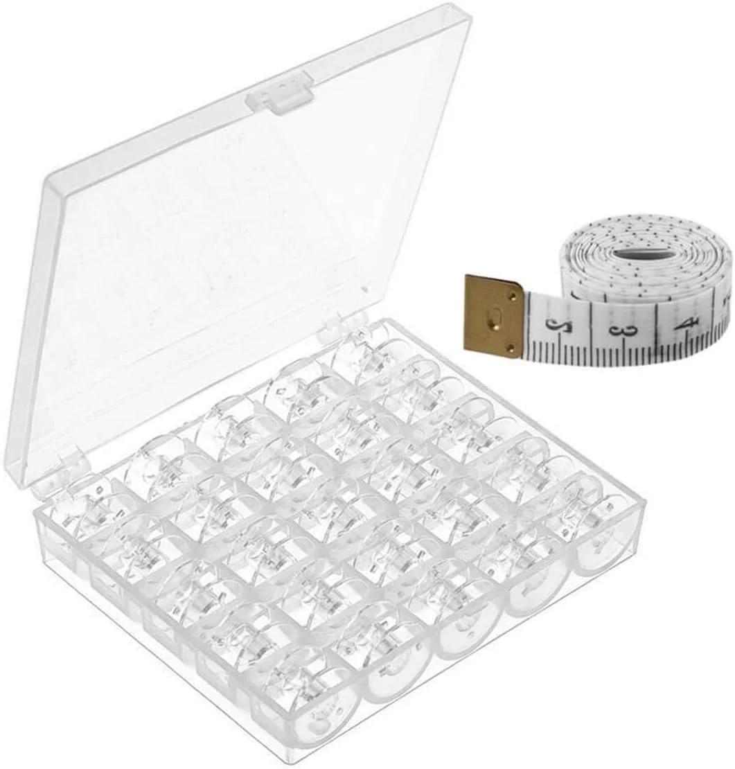 CKPSMS Brand - #KP-19038 ماسوره های چرخ خیاطی به همراه جعبه سازگار با Brother Singer Janome Babylock White+ (25 عدد + متر)