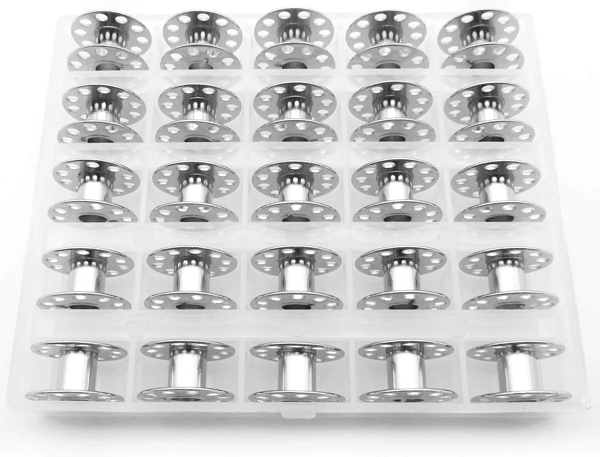 ckpsms KUNPENG - #2518-25pcs با جعبه جعبه ماسوره + 25 عدد ماسوره فولادی برای چرخ خیاطی های کلاس 15 کنمور وایکینگ وایت سینگر