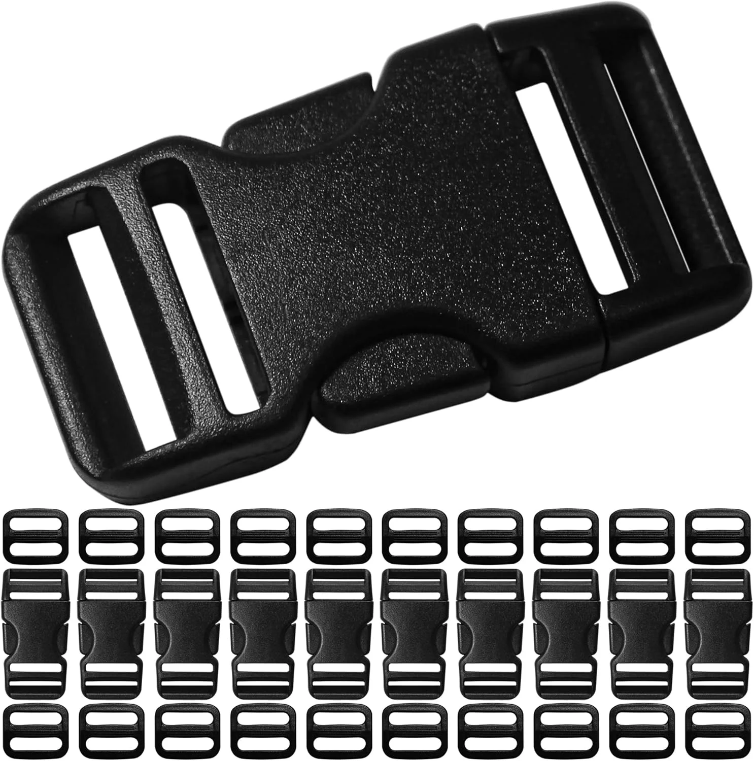 LASIGHT Set of Plastic Buckle Quick Side Release Dual Adjustable No Sewing & Tri-Glide Slide Clip fit Nylon Webbing Strap