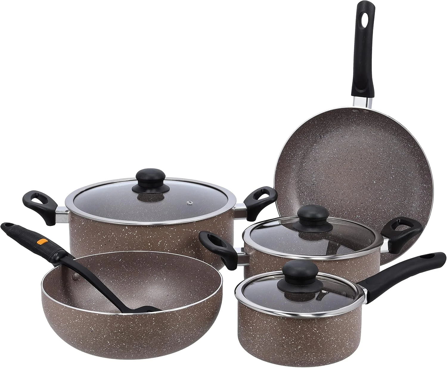 ست ظروف پخت و پز ۹ پارچه گرانیتی نچسب دلکاسا مدل DC1577BGE مناسب برای اجاق گازهای القایی شامل: قابلمه ۲۶ سانتیمتری + درب، قابلمه ۲۰ سانتیمتری + درب، تابه ۲۶ سانتیمتری، وک ۲۴ سانتیمتری، شیرجوش ۱۶ سانتیمتری ست ظروف پخت و پز ۹ پارچه گرانیتی نچسب دلکاسا مدل DC1577BGE مناسب برای اجاق گازهای القایی شامل: قابلمه ۲۶ سانتیمتری + درب، قابلمه ۲۰ سانتیمتری + درب، تابه ۲۶ سانتیمتری، وک ۲۴ سانتیمتری، شیرجوش ۱۶ سانتیمتری