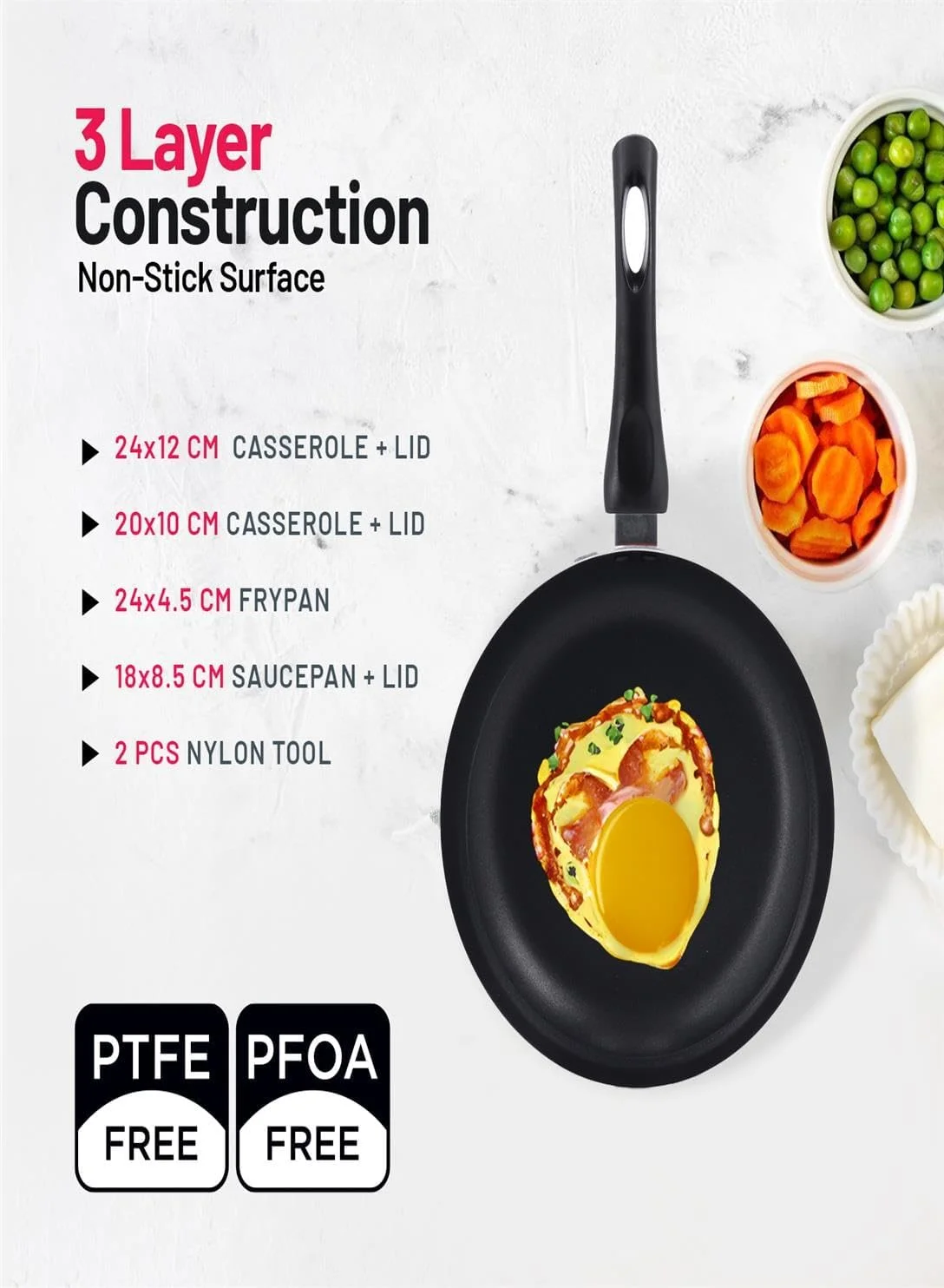 Delcasa Non-Stick Cookware Set 9-Pieces