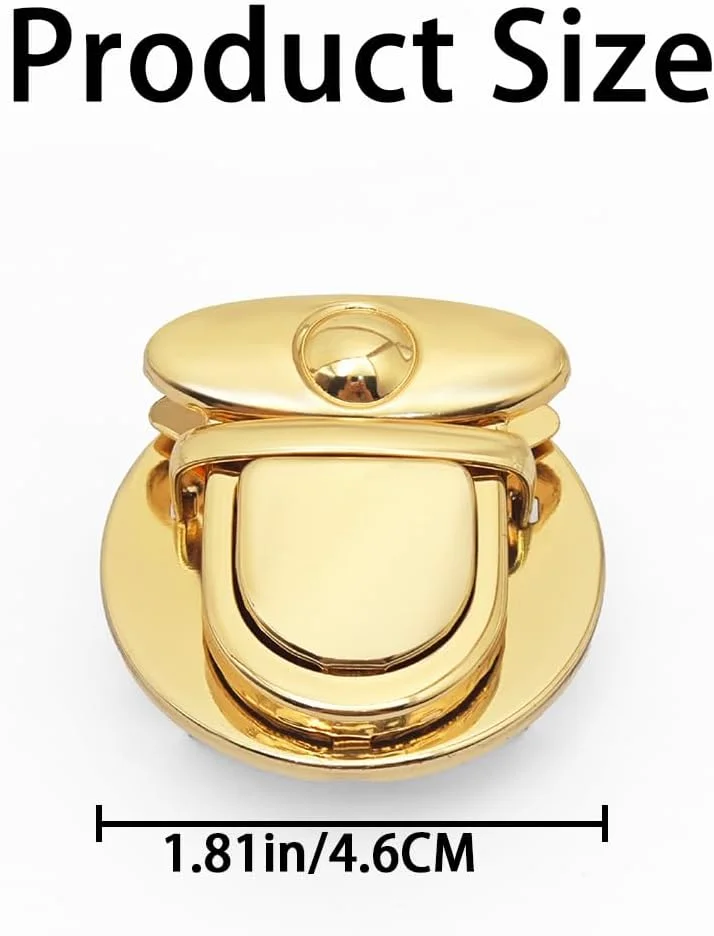10 PCS Tuck Lock Purse Thumb Lock Purse Buckle Fasteners Light Gold Big Round Lock Alloy Snap Closure Metal Hardware Clip Buckle Duck Tongue Lock Metal Clasp Locks for Hangbag Case Clasp Purse