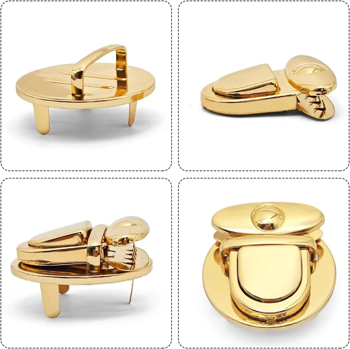 10 PCS Tuck Lock Purse Thumb Lock Purse Buckle Fasteners Light Gold Big Round Lock Alloy Snap Closure Metal Hardware Clip Buckle Duck Tongue Lock Metal Clasp Locks for Hangbag Case Clasp Purse