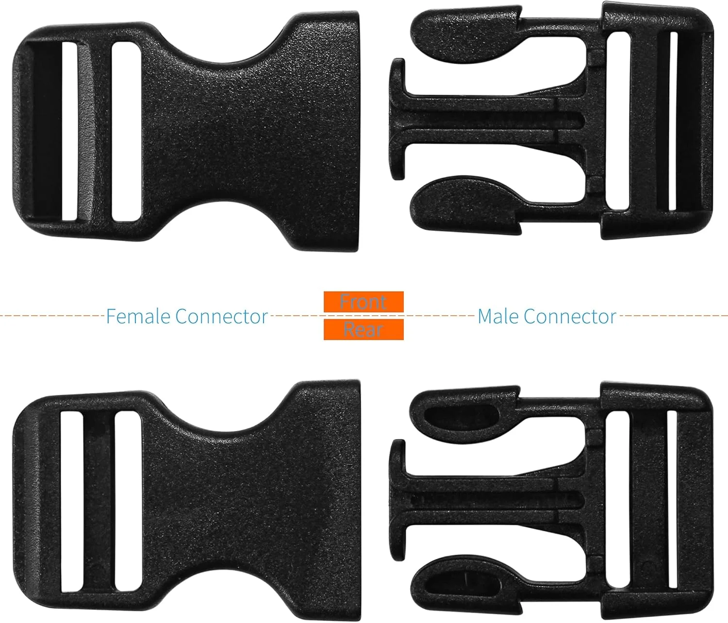 LASIGHT Set of Plastic Buckle Quick Side Release Dual Adjustable No Sewing & Tri-Glide Slide Clip fit Nylon Webbing Strap